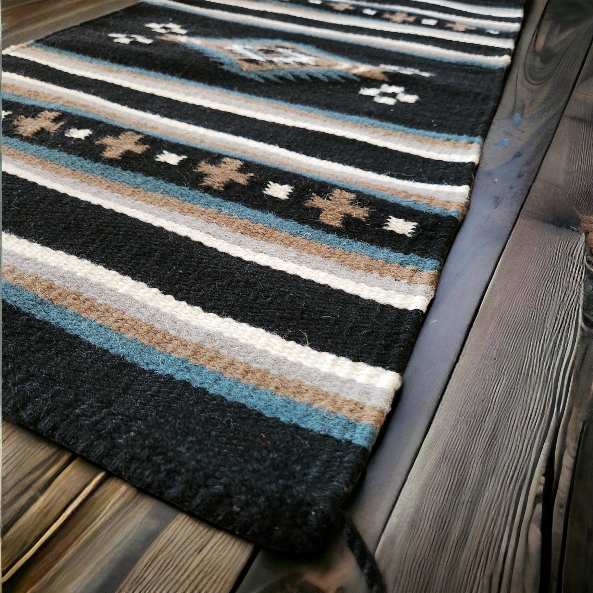 20" X 40" Handwoven Wool Southwestern Rug The Alma Accent Rug - Ranch Junkie Mercantile LLC
