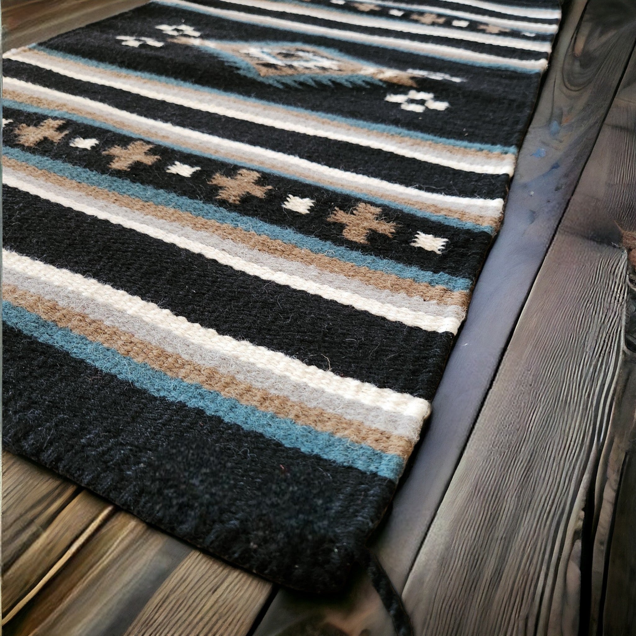 20" X 40" Handwoven Wool Southwestern Rug The Alma Accent Rug