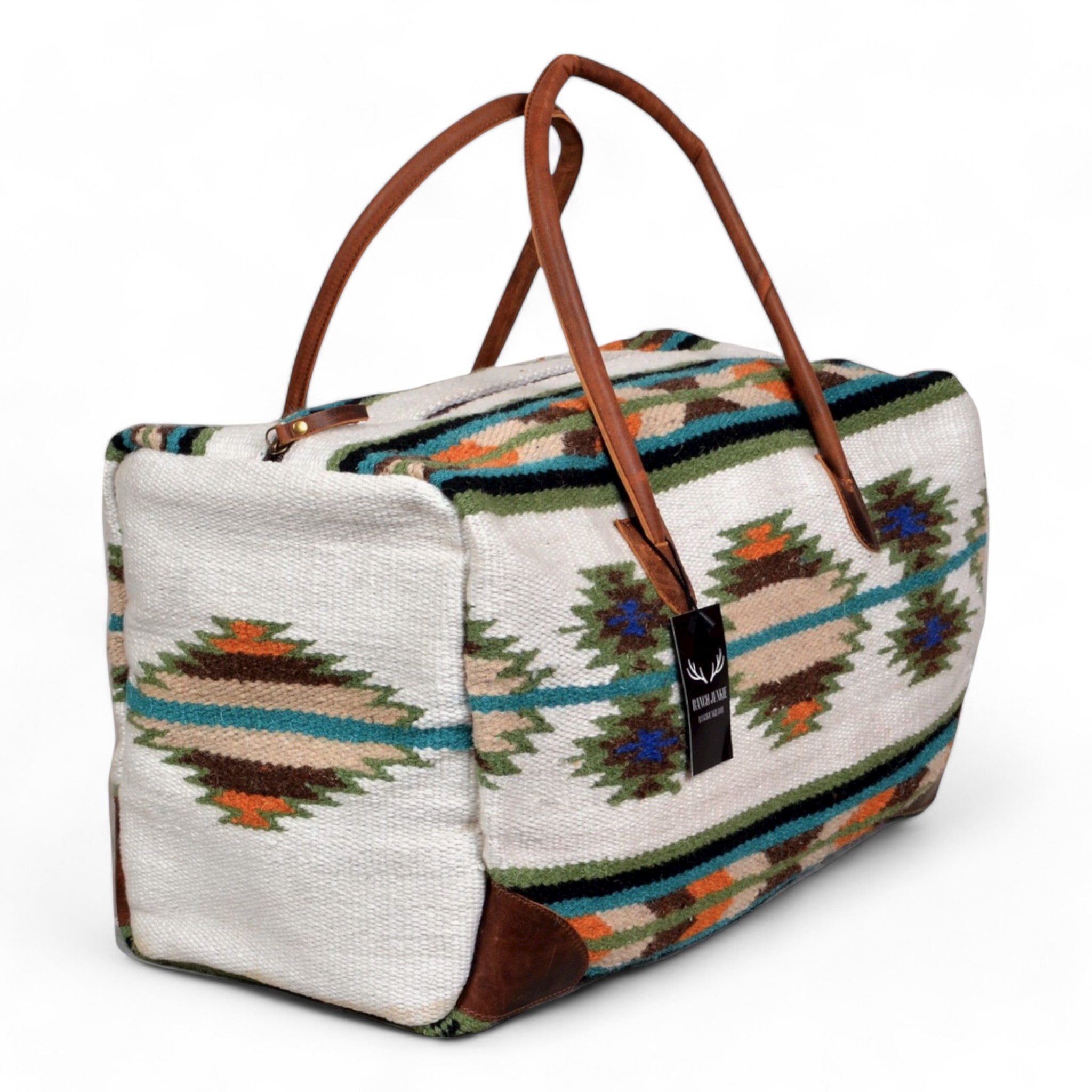Bundle Deal Aspen Wool Southwestern Aztec Large Weekender Duffel Bag + Large Handwoven Wool Boho Tote - Ranch Junkie Mercantile LLC