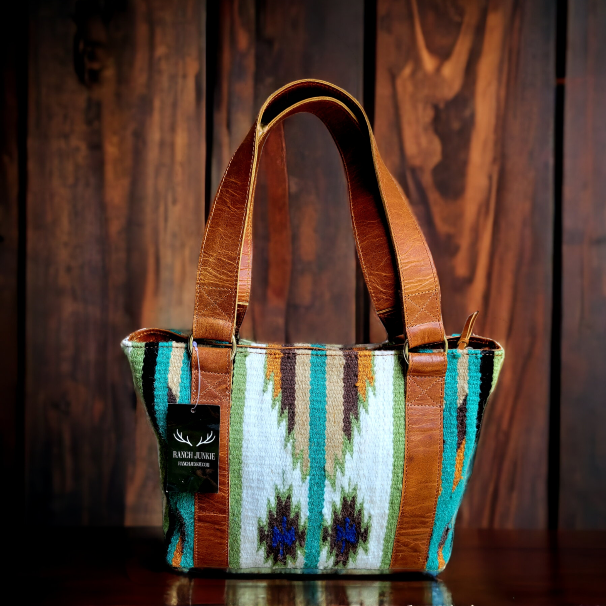 Bundle Deal Aspen Southwestern Handwoven Wool Leather Weekender + Handwoven Wool Tote Purse - Ranch Junkie Mercantile LLC