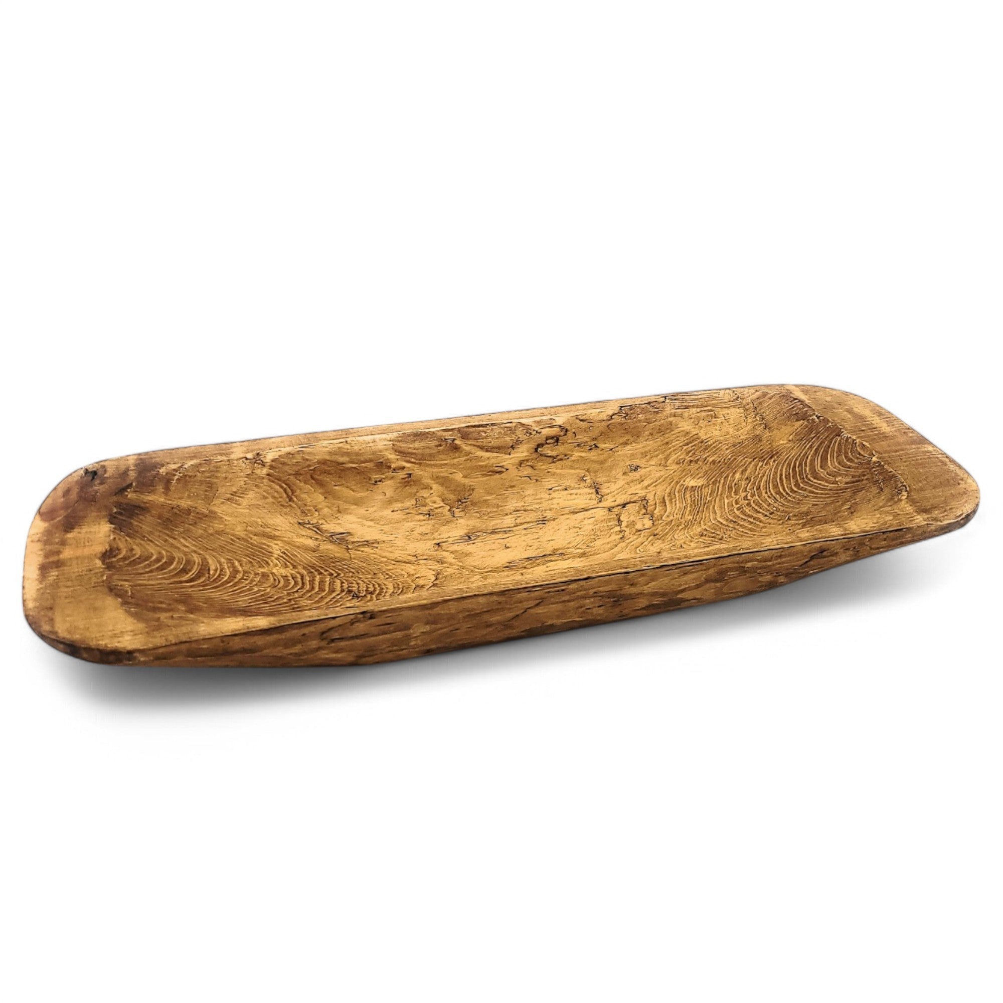 2 Color Options- 17"-20.5" Baguette Dough Bowl, The Barren Decorative Bowl, Table Center Piece Farmhouse Brown Or Rustic White - Ranch Junkie Mercantile LLC
