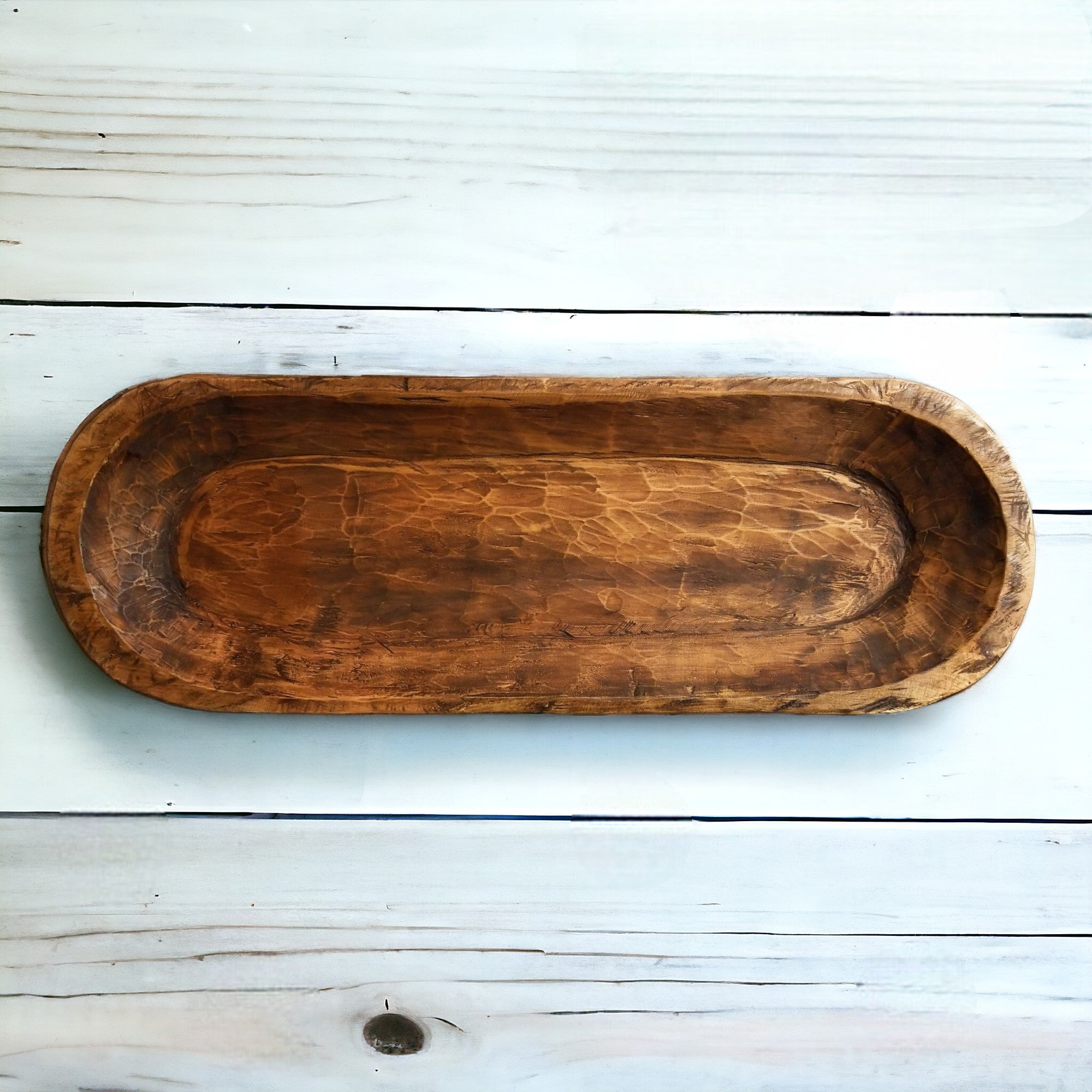 38"-40" Long Extra Large Wood Dough Bowl- Extra Long Wood Decorative Bowl- The Big Bend Large Dough Bowl - Ranch Junkie Mercantile LLC