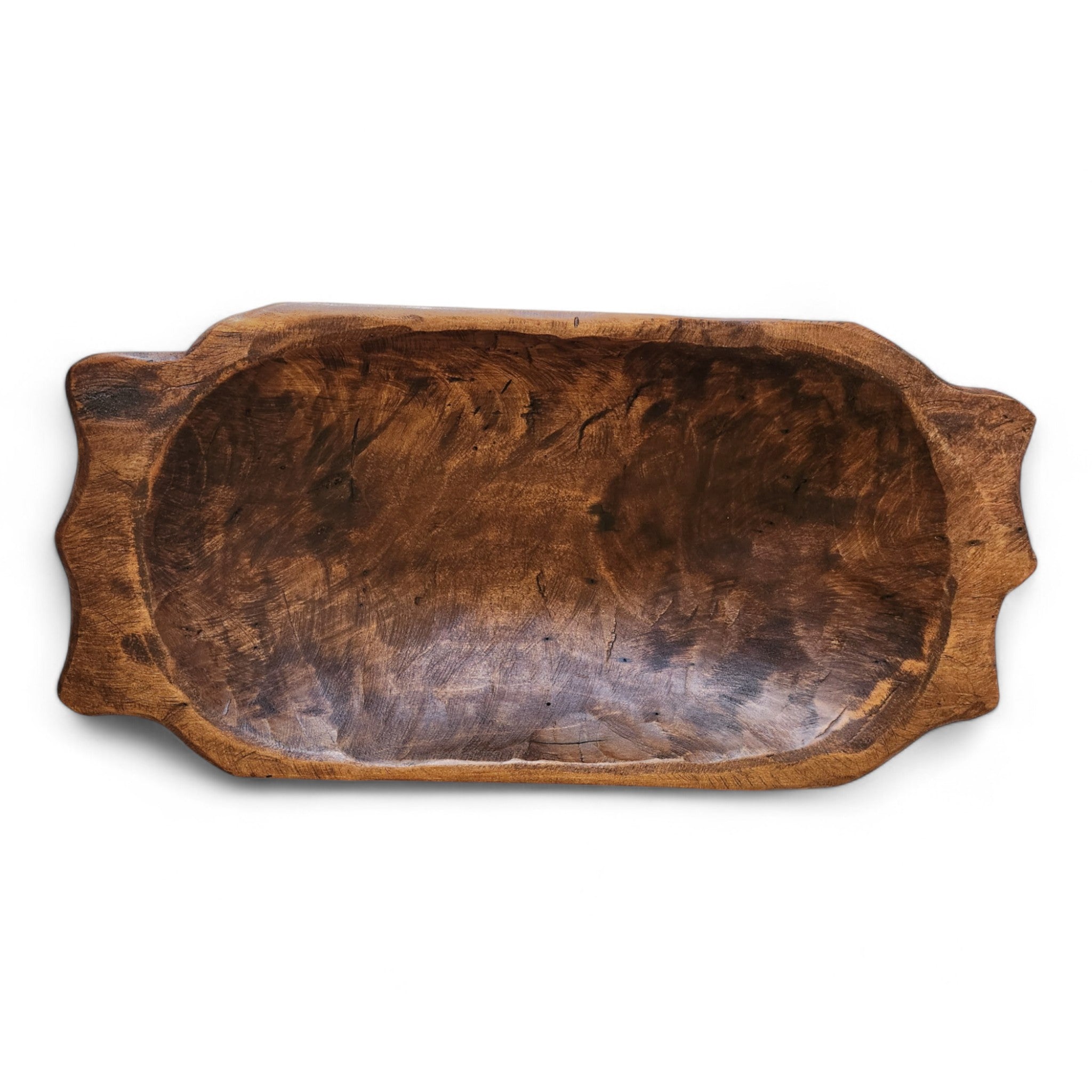 Farmhouse Rustic Dough Bowl With Handles- The Big Horn - Ranch Junkie Mercantile LLC