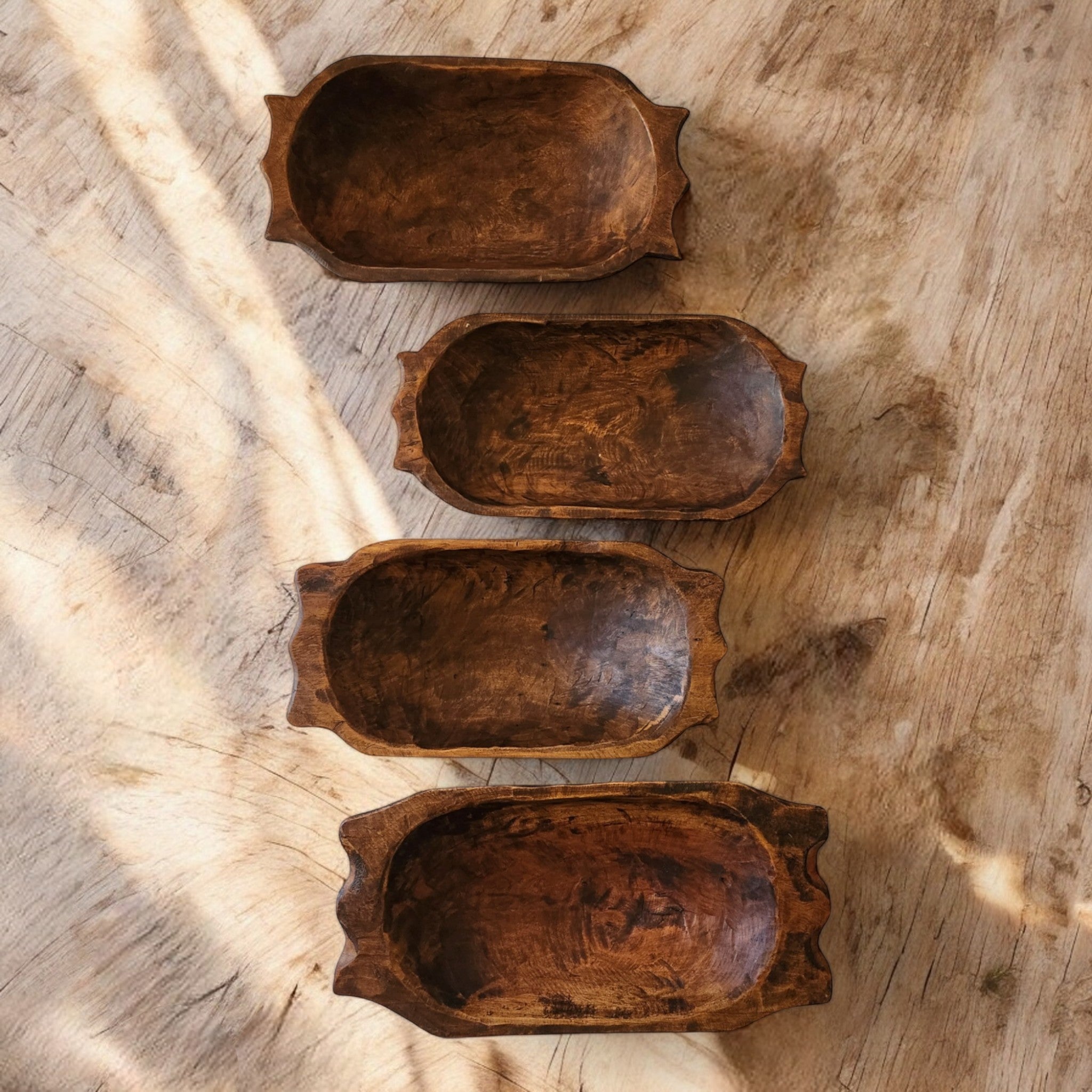 Farmhouse Rustic Dough Bowl With Handles- The Big Horn - Ranch Junkie Mercantile LLC