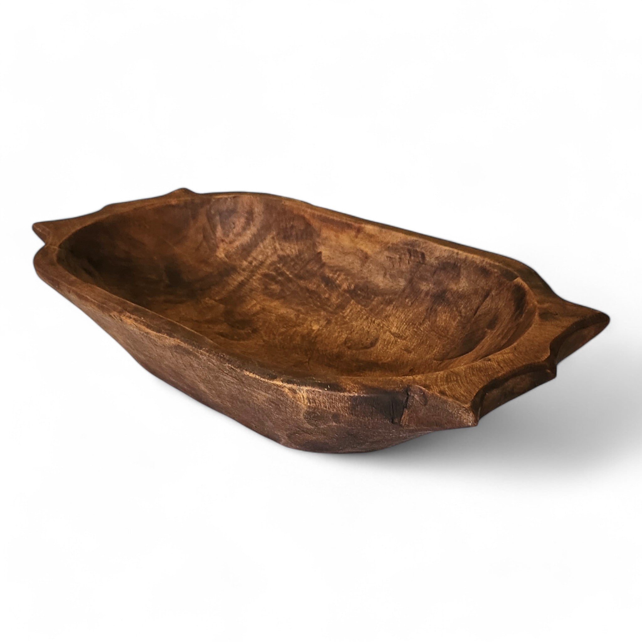 Farmhouse Rustic Dough Bowl With Handles- The Big Horn - Ranch Junkie Mercantile LLC