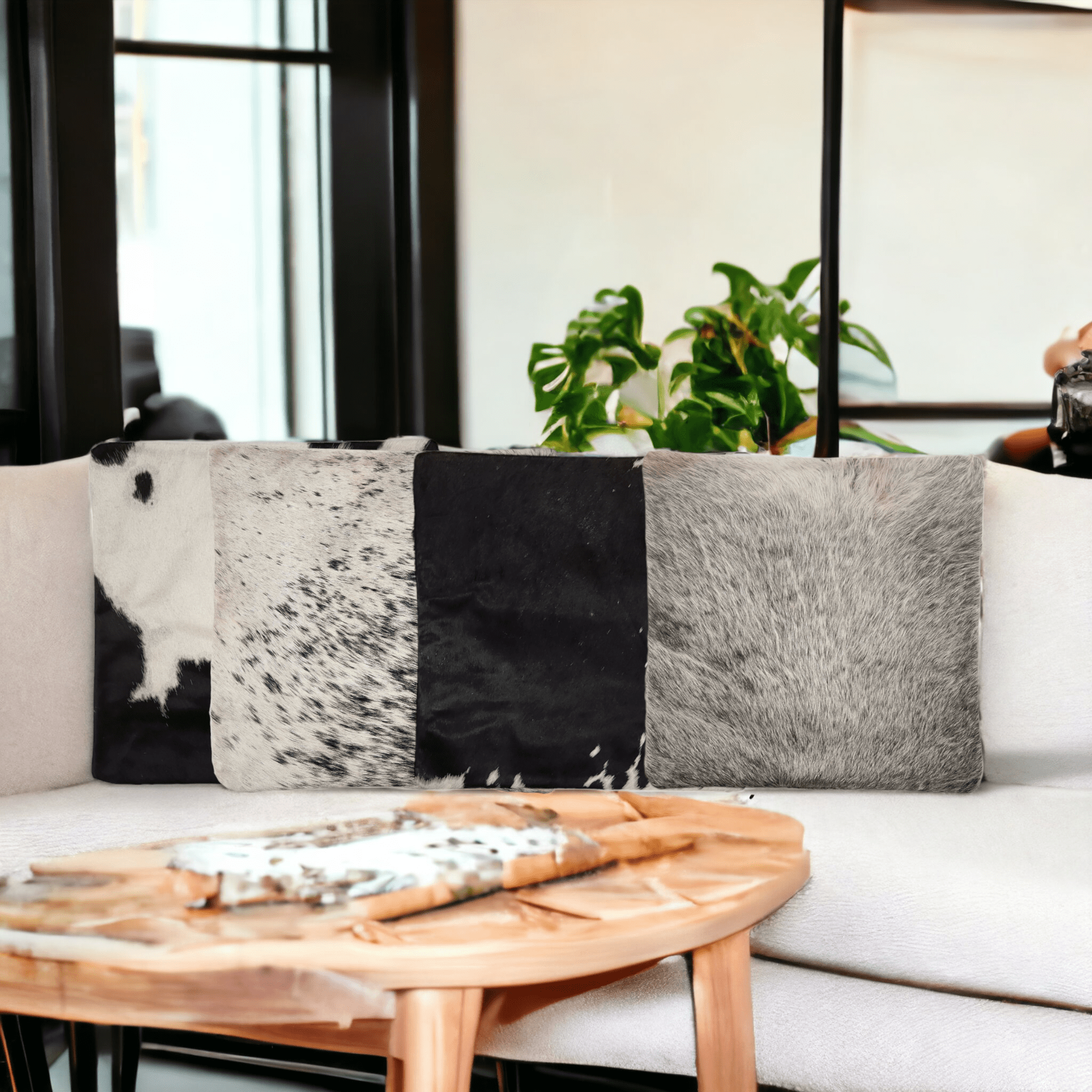 18x18 Genuine Cowhide Pillow Covers Black/White Double Sided Highlands Cowhide Pillow - Ranch Junkie Mercantile LLC
