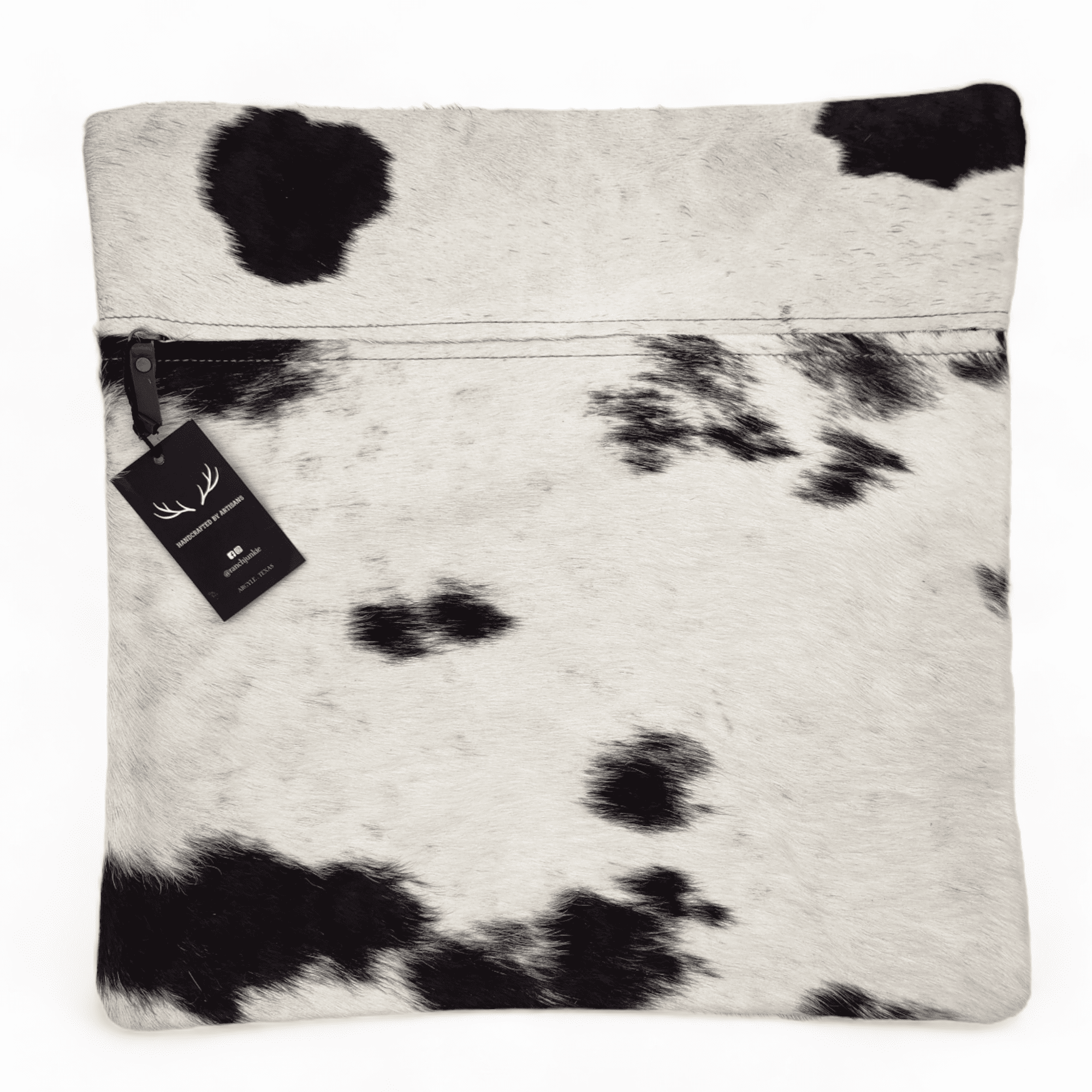 18x18 Genuine Cowhide Pillow Covers Black/White Double Sided Highlands Cowhide Pillow - Ranch Junkie Mercantile LLC