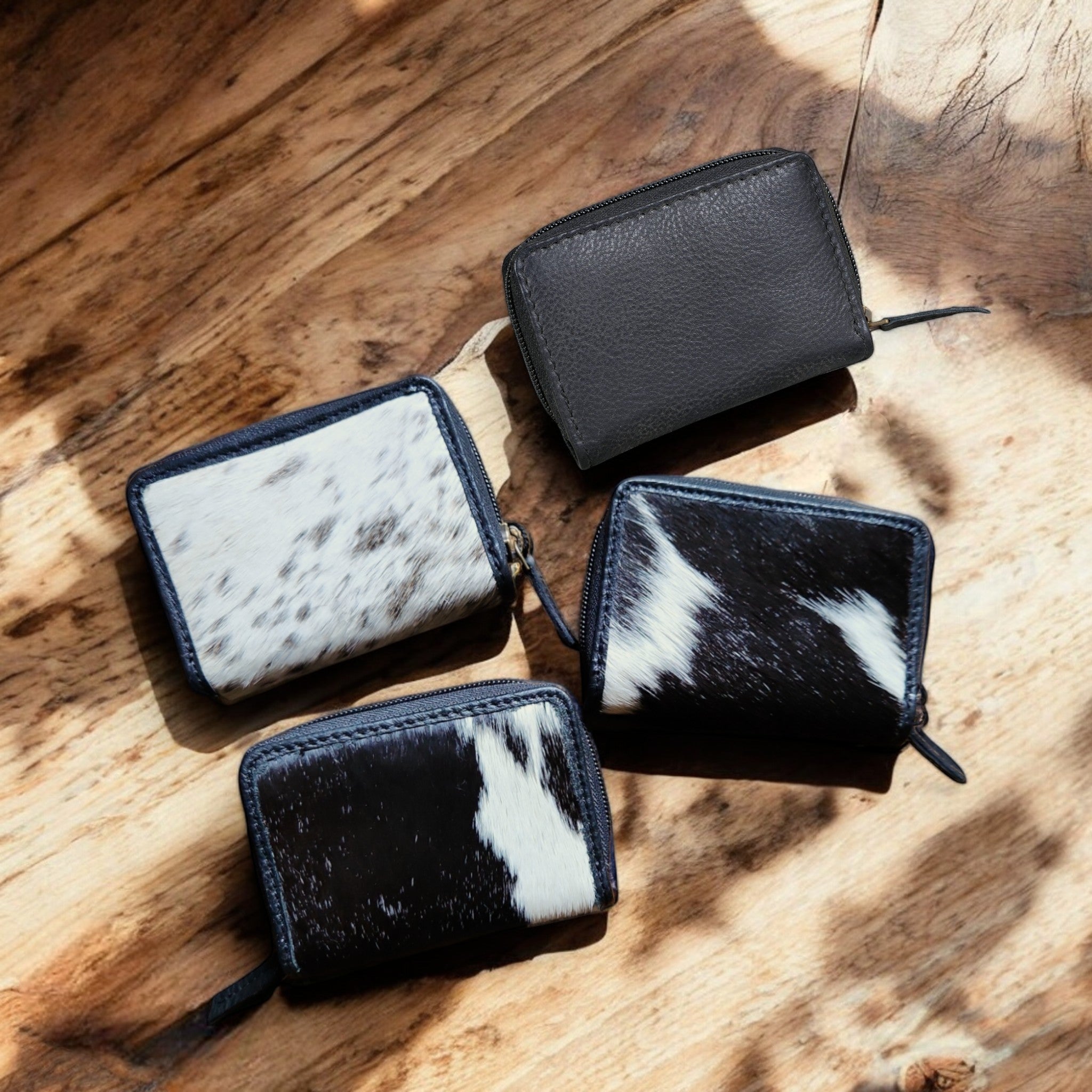 Bundle Deal Highlands Black Cowhide Crossbody Purse + Cowhide Credit Card Wallet - Ranch Junkie Mercantile LLC