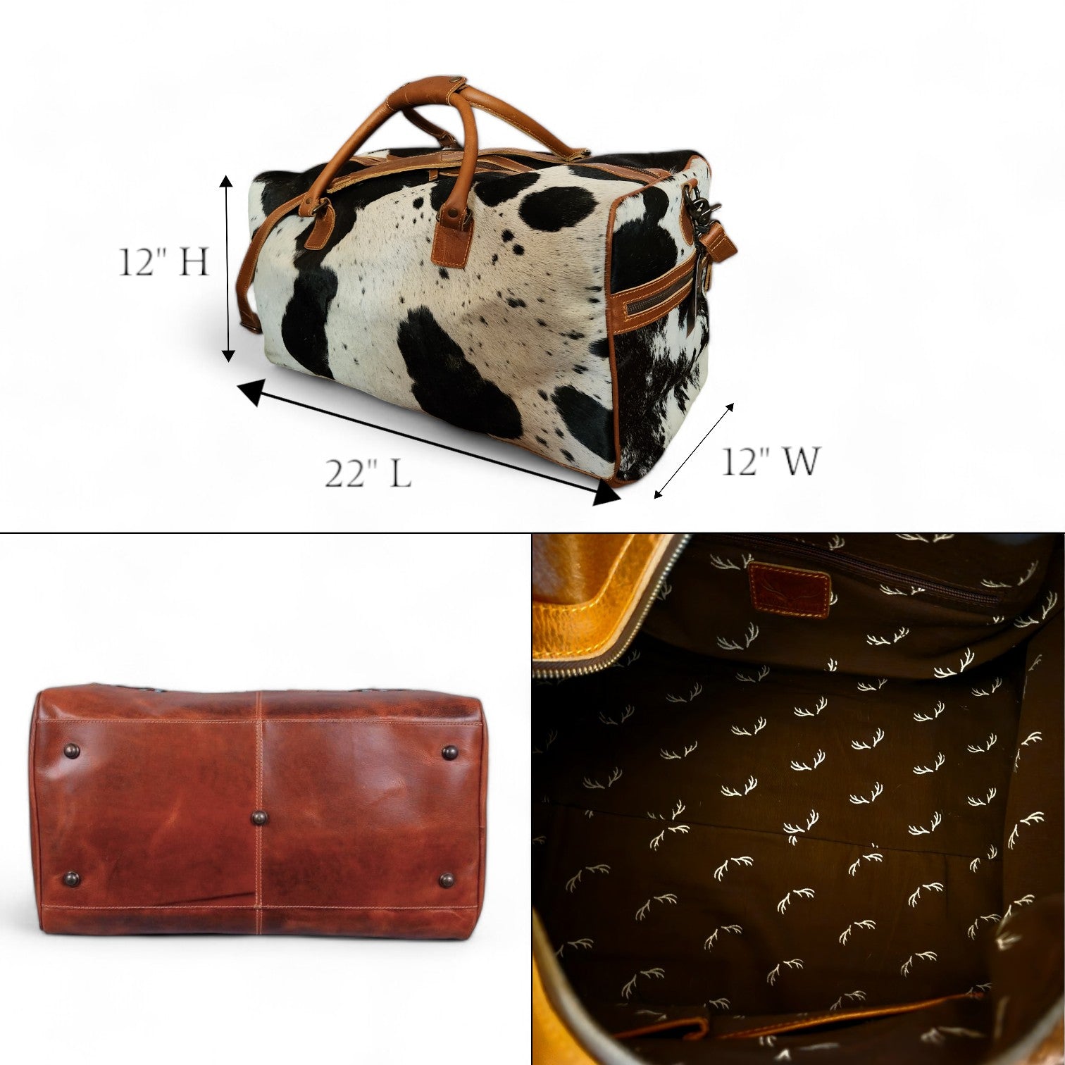 Genuine Cowhide Duffel Bag The Highlands Large Black Cowhide Duffel - Ranch Junkie Mercantile LLC