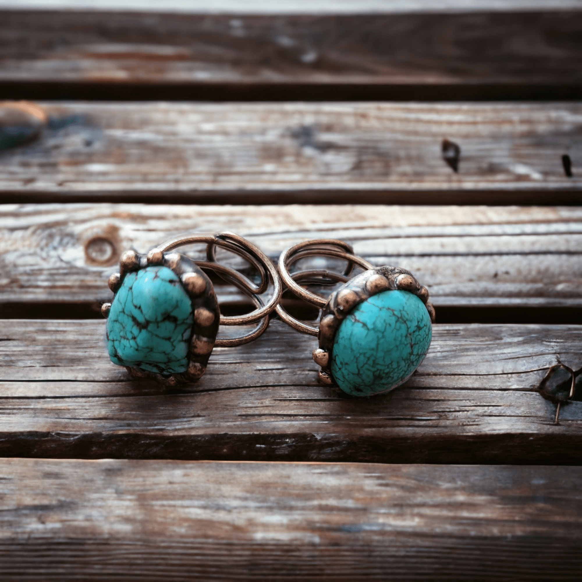 Blue Turquoise Ring set in Antique Copper - Ranch Junkie Mercantile LLC