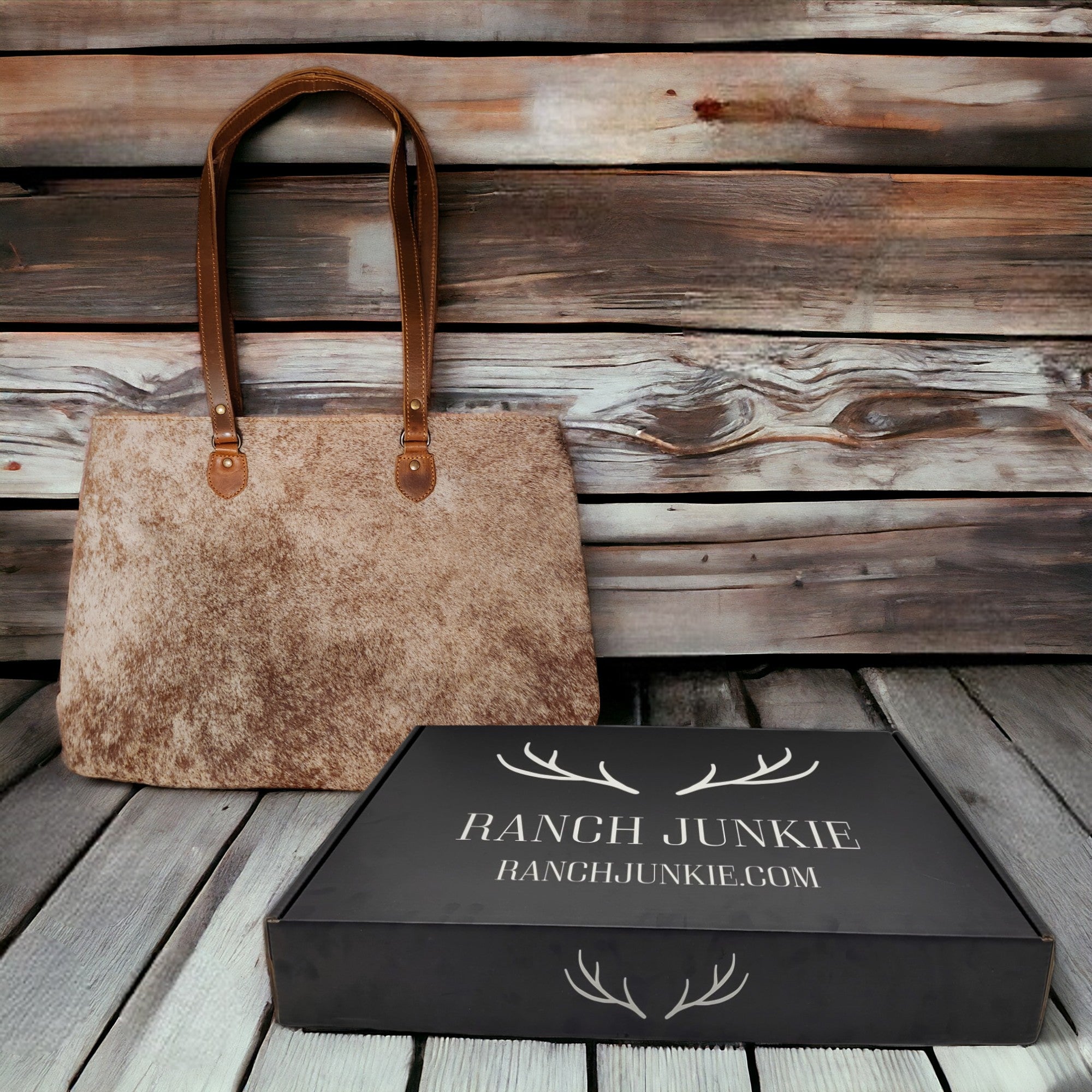 Genuine Cowhide Large Tote Highlands Cowhide Tote Bag Saddle - Ranch Junkie Mercantile LLC