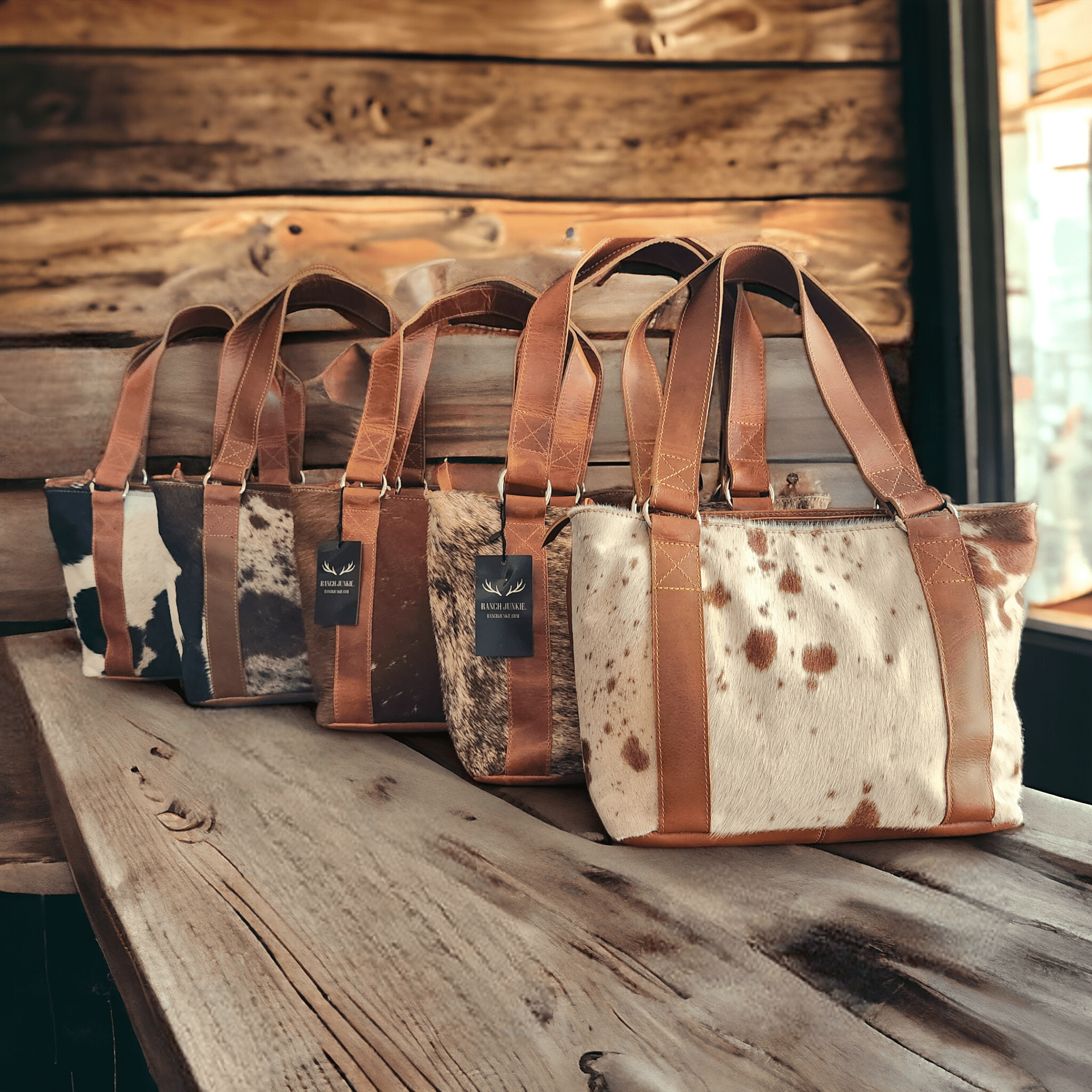 Genuine Cowhide Tote Handbag Highlands Brown Purse - Ranch Junkie Mercantile LLC