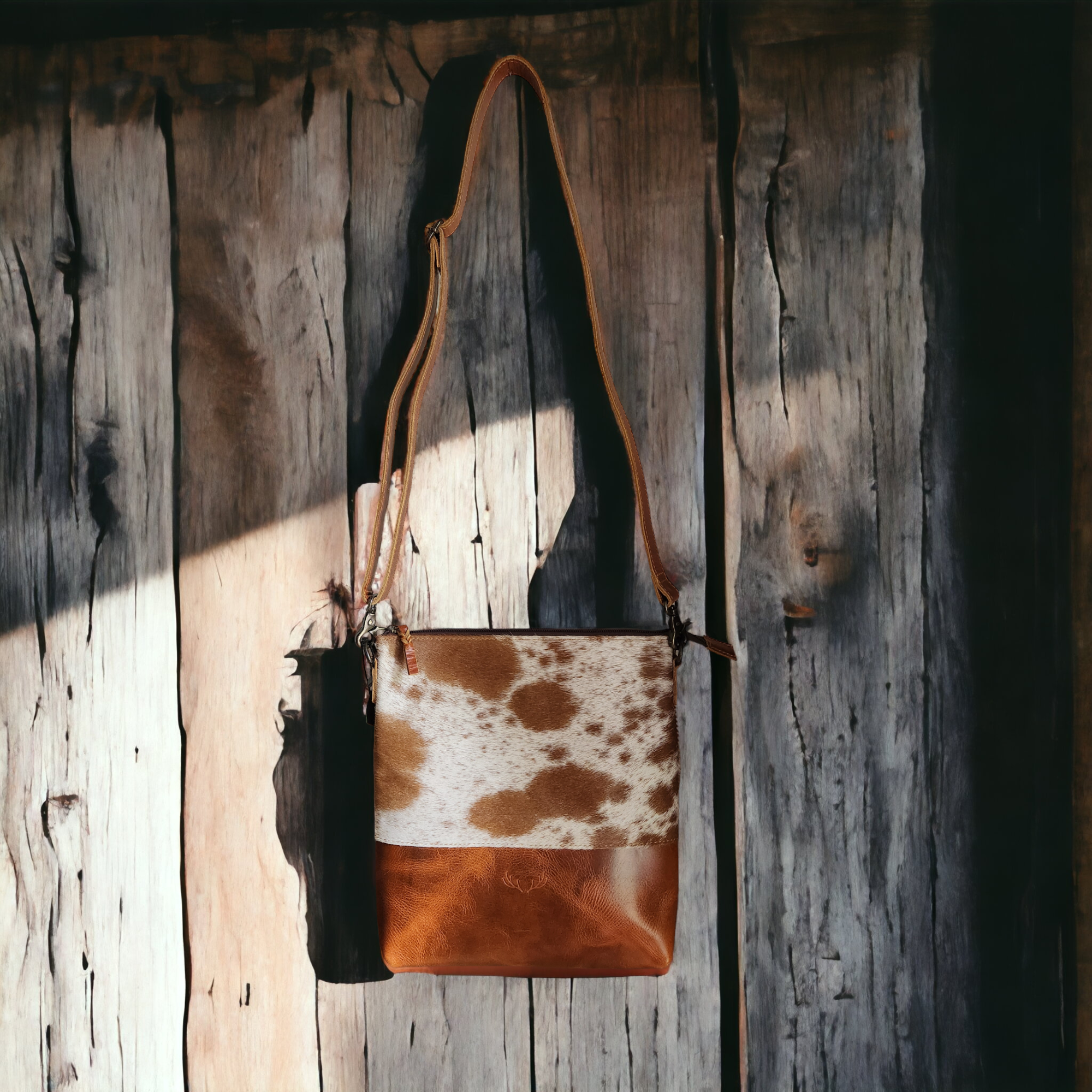 Bundle Deal- The Highlands Saddle Large Genuine Cowhide Crossbody Bag + Saddle Wristlet Clutch - Ranch Junkie Mercantile LLC