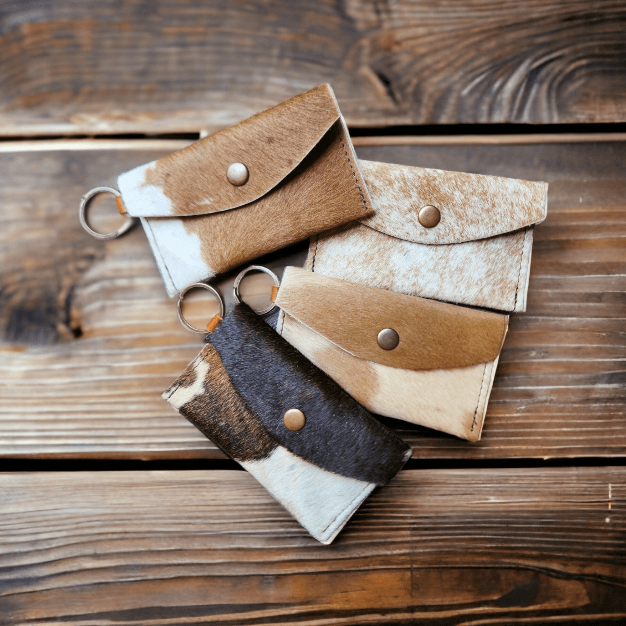 Cowhide Leather Card/Cash Holder Key Chain Wallet - Ranch Junkie Mercantile LLC