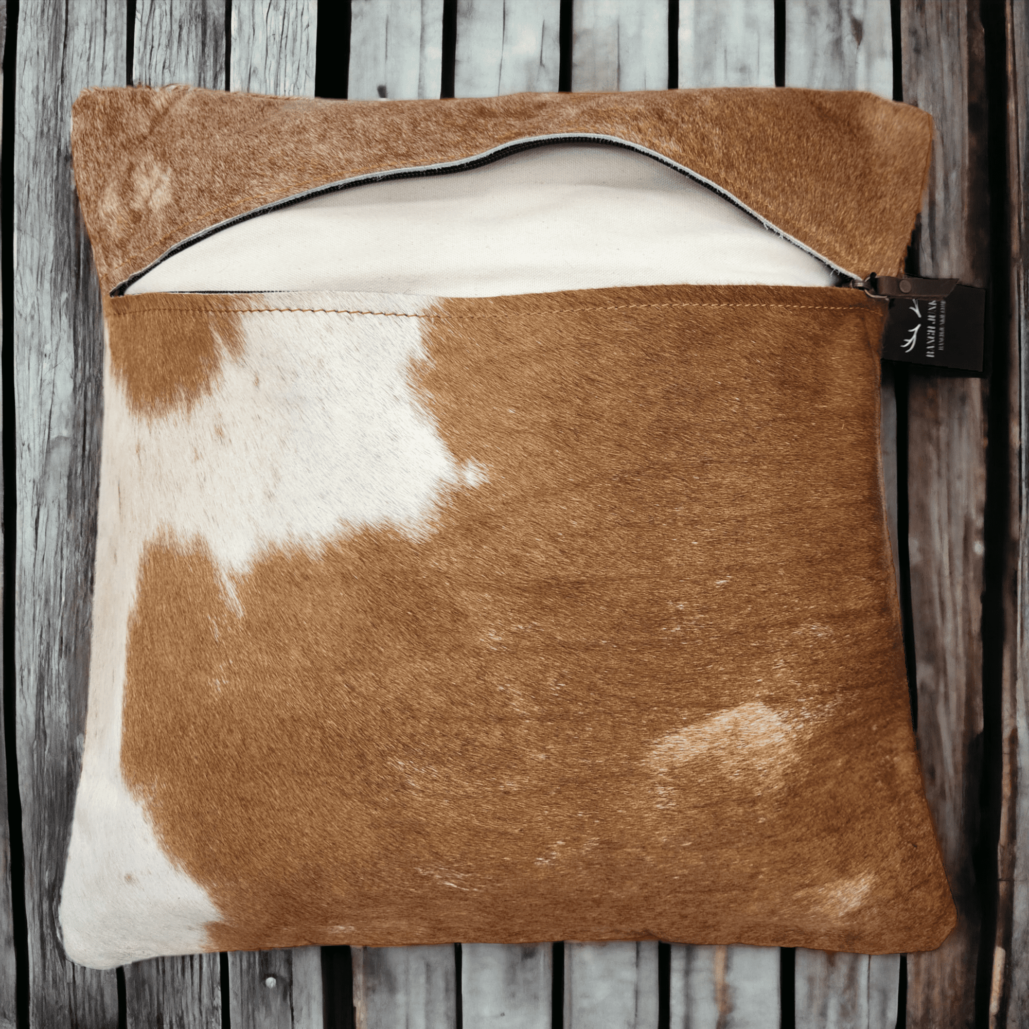 18x18 Genuine Cowhide Pillow Covers Caramel Brown Double Sided Highlands Cowhide Pillow - Ranch Junkie Mercantile LLC