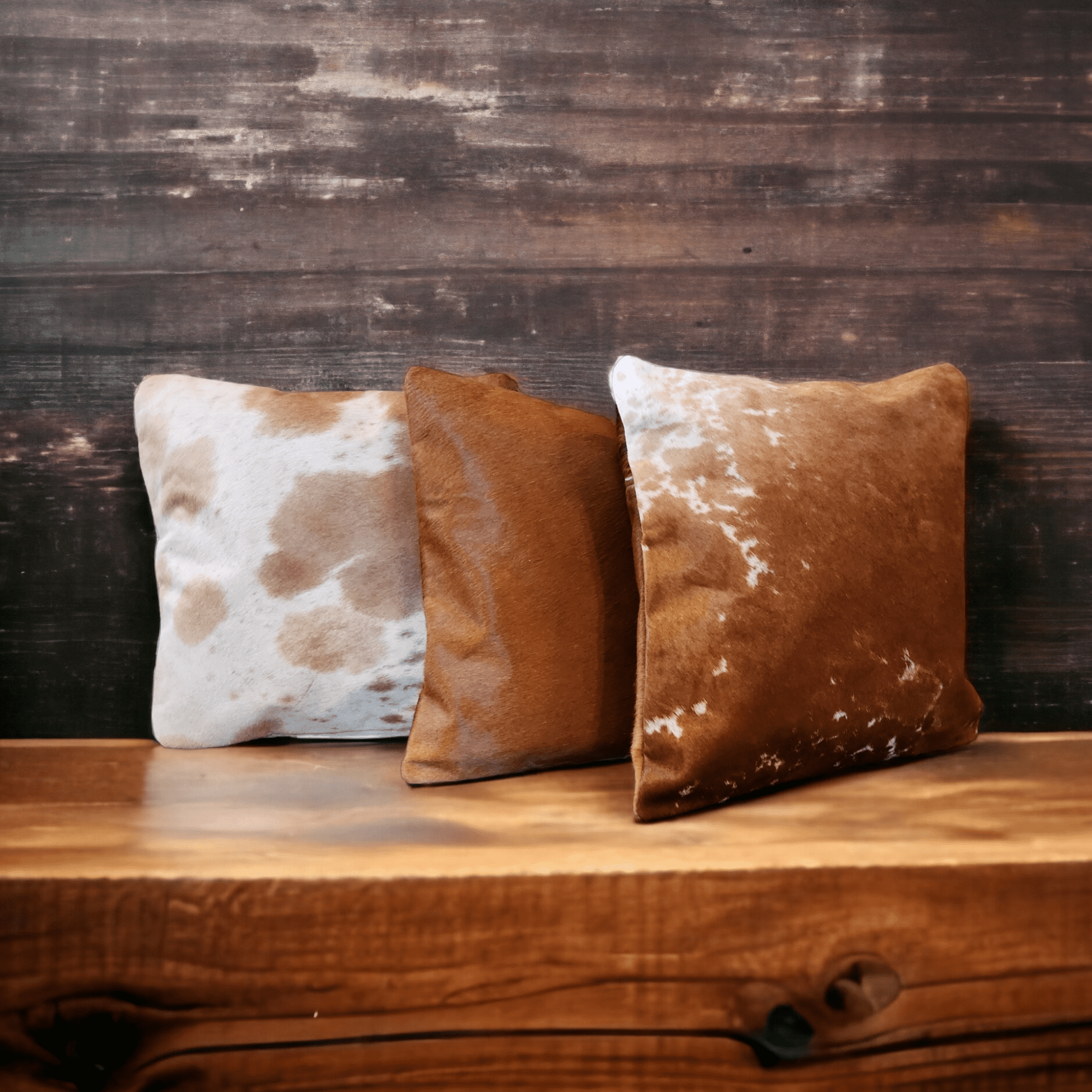 18x18 Genuine Cowhide Pillow Covers Caramel Brown Double Sided Highlands Cowhide Pillow - Ranch Junkie Mercantile LLC