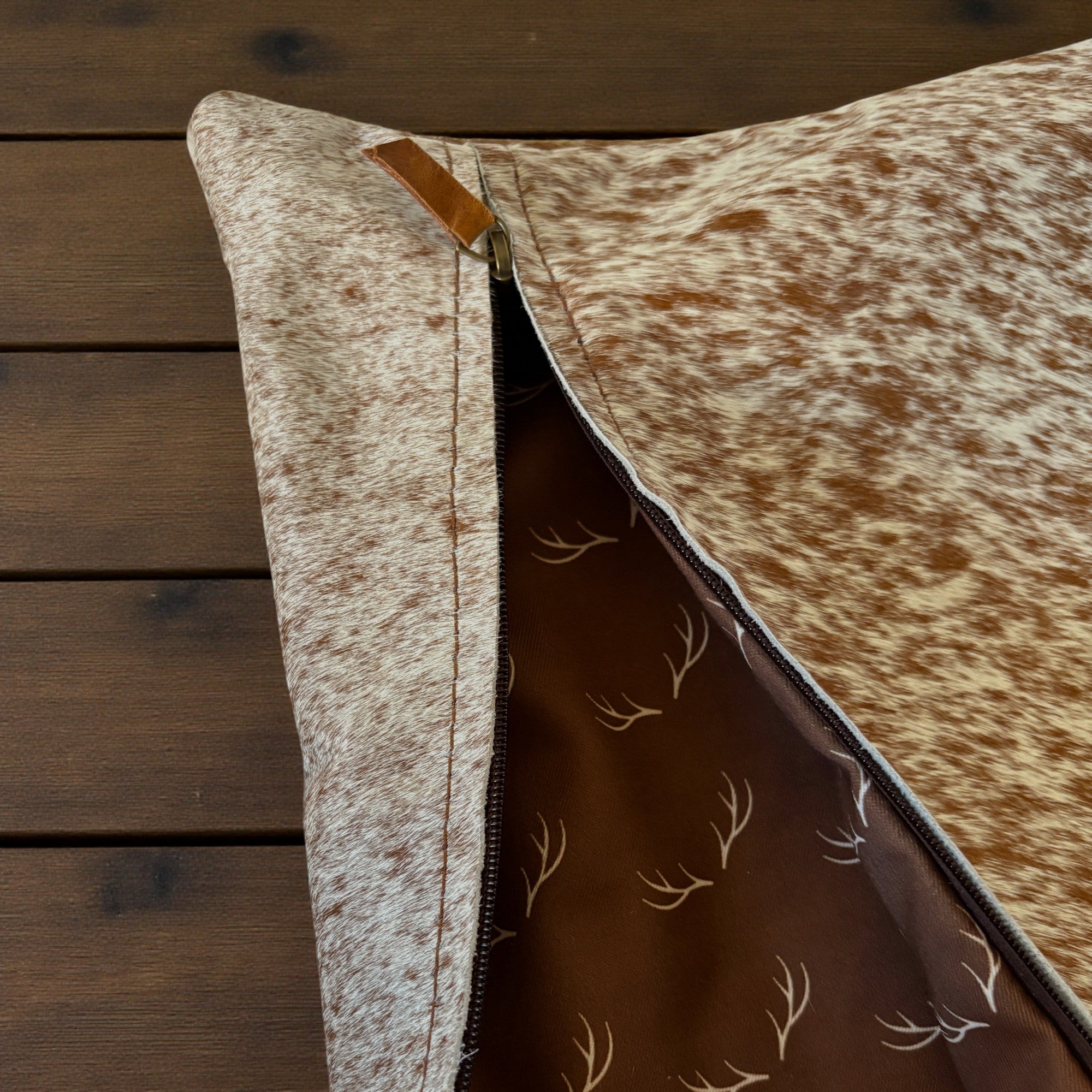 12x36 Genuine Cowhide Pillow Covers Lumbar Caramel Brown Double Sided Highlands Cowhide Pillow - Ranch Junkie Mercantile LLC