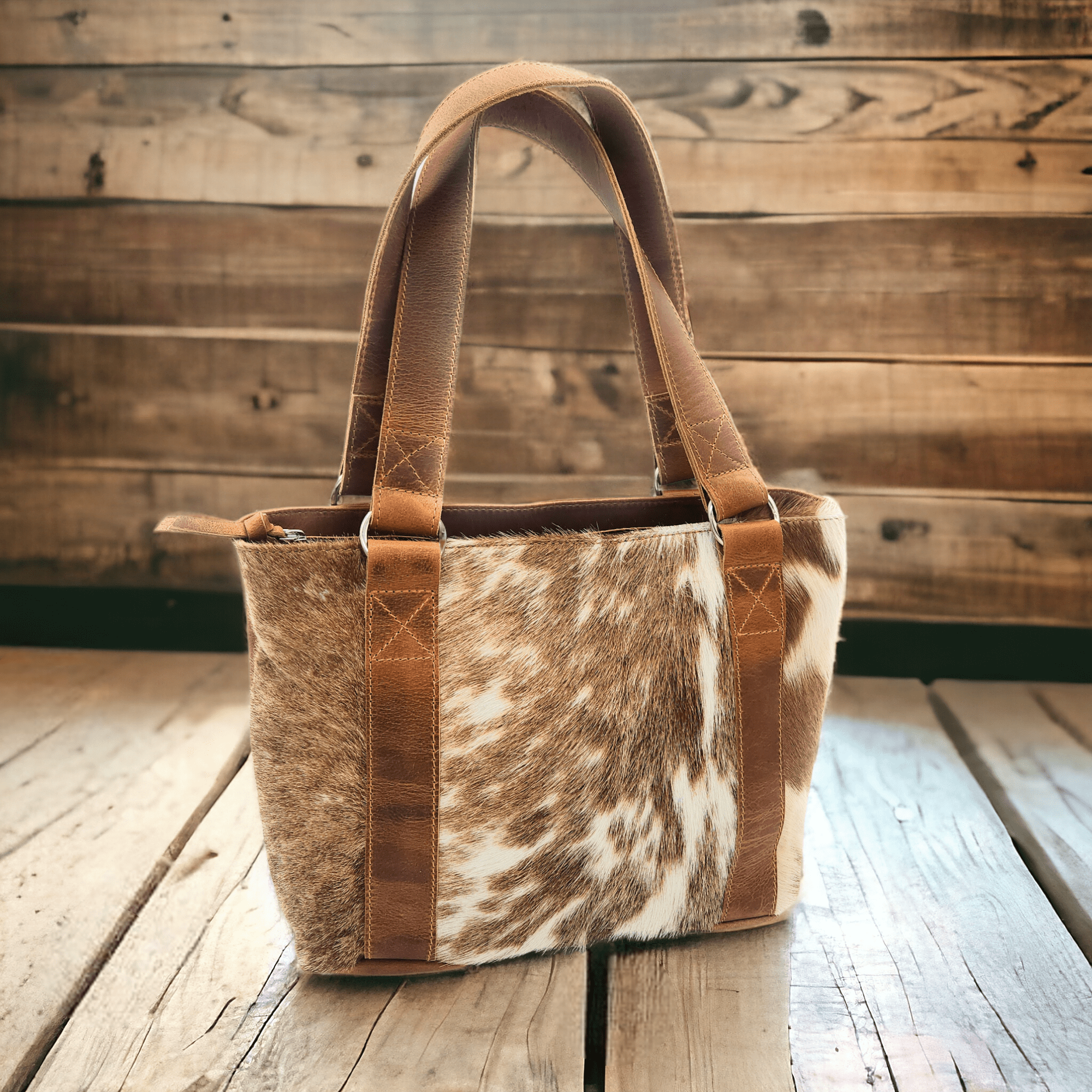 Genuine Cowhide Tote Handbag Highlands Brown Purse - Ranch Junkie Mercantile LLC