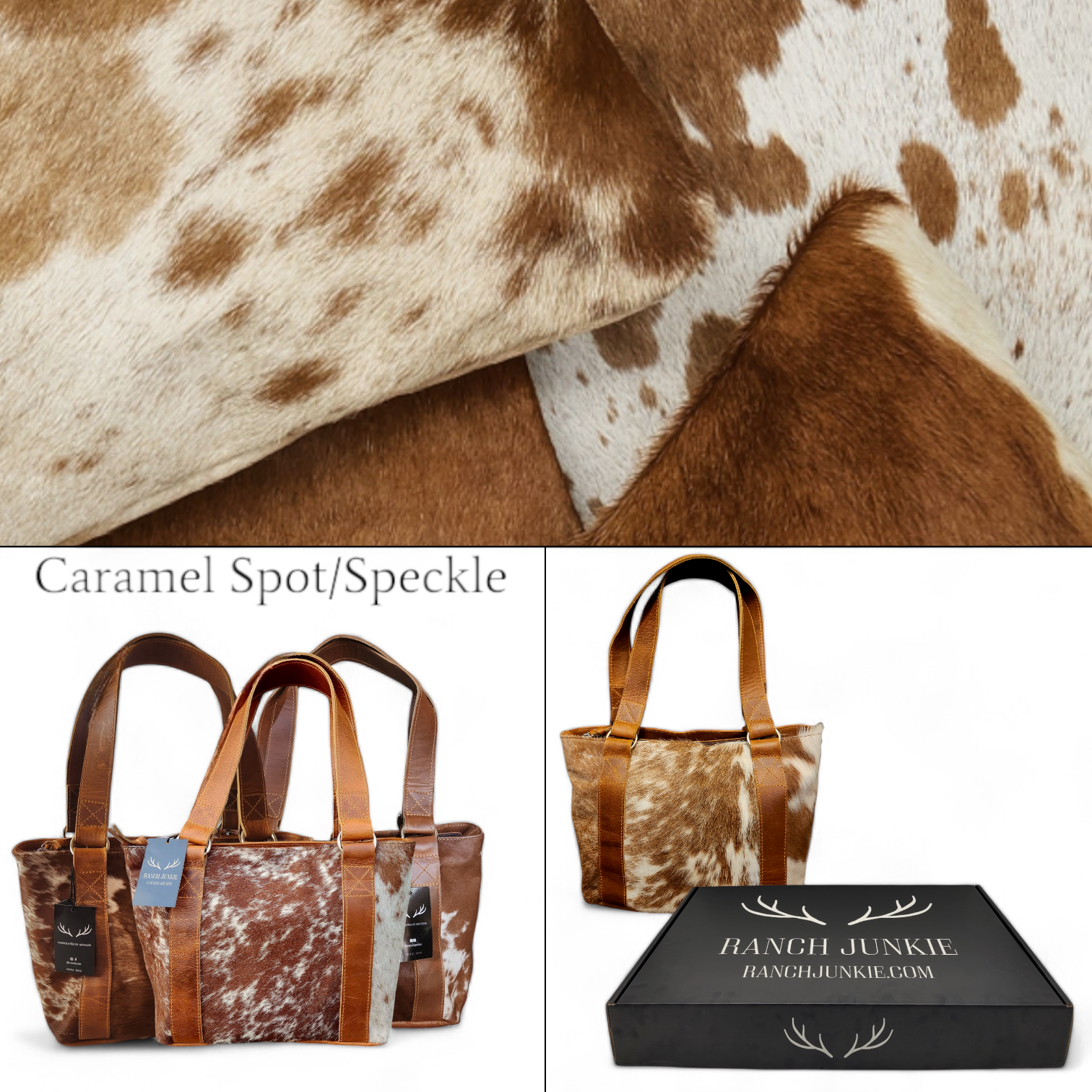 Bundle Deal Highlands Cowhide Tote Purse Saddle + Envelope Cowhide Large Wallet Saddle - Ranch Junkie Mercantile LLC