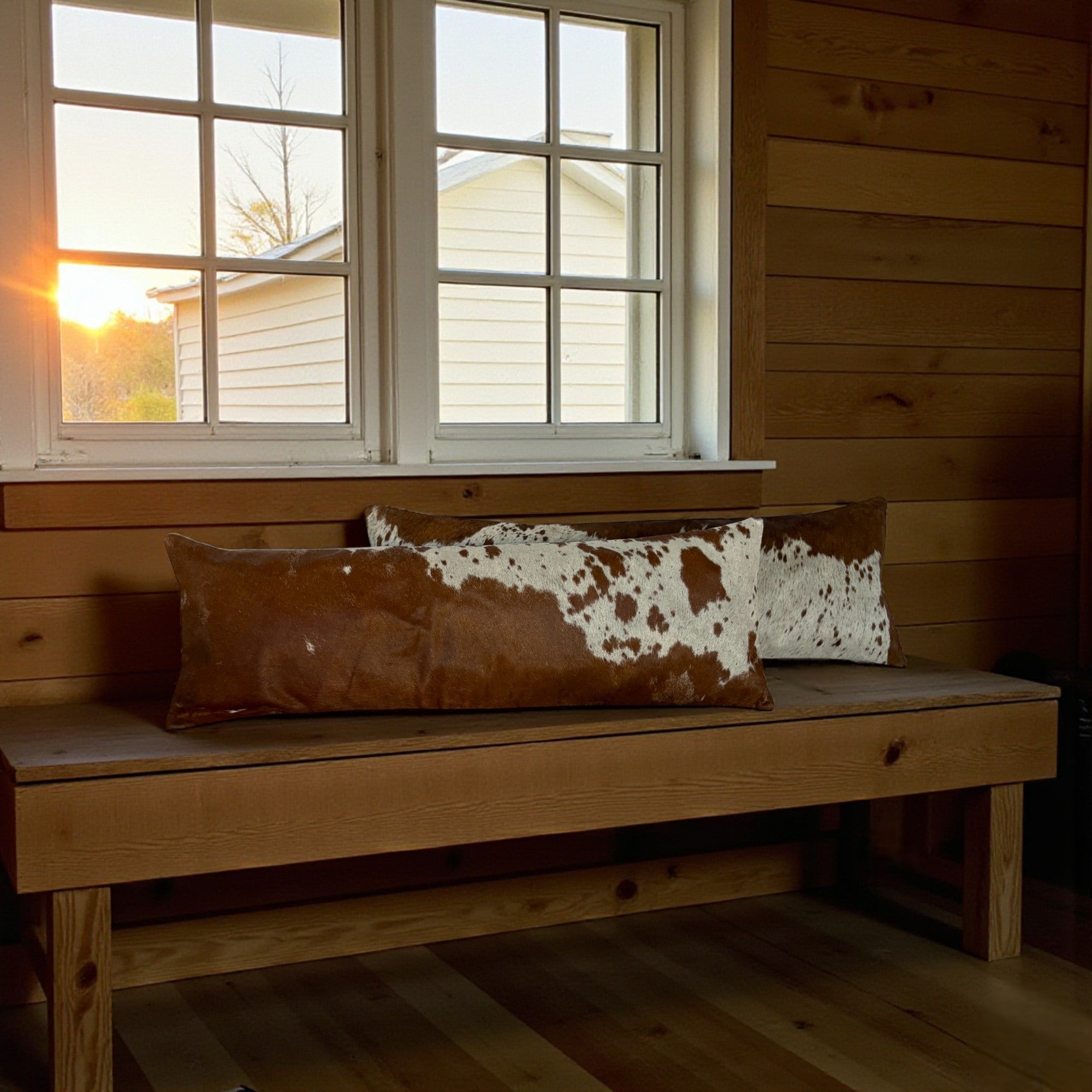 12x36 Genuine Cowhide Pillow Covers Lumbar Caramel Brown Double Sided Highlands Cowhide Pillow - Ranch Junkie Mercantile LLC