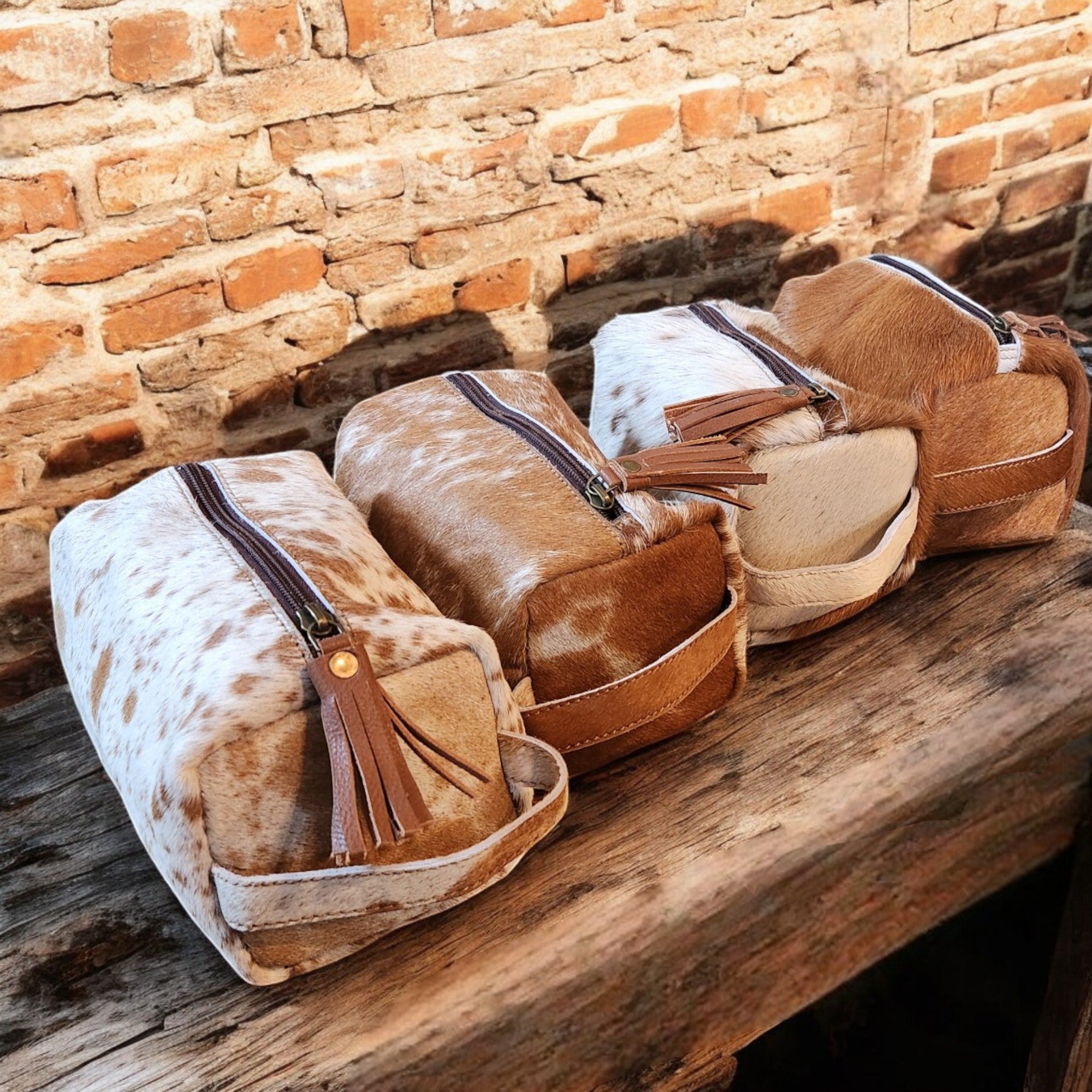 Genuine Cowhide Handcrafted Cosmetic Pouch Highlands Cowhide Makeup Bag - Ranch Junkie Mercantile LLC