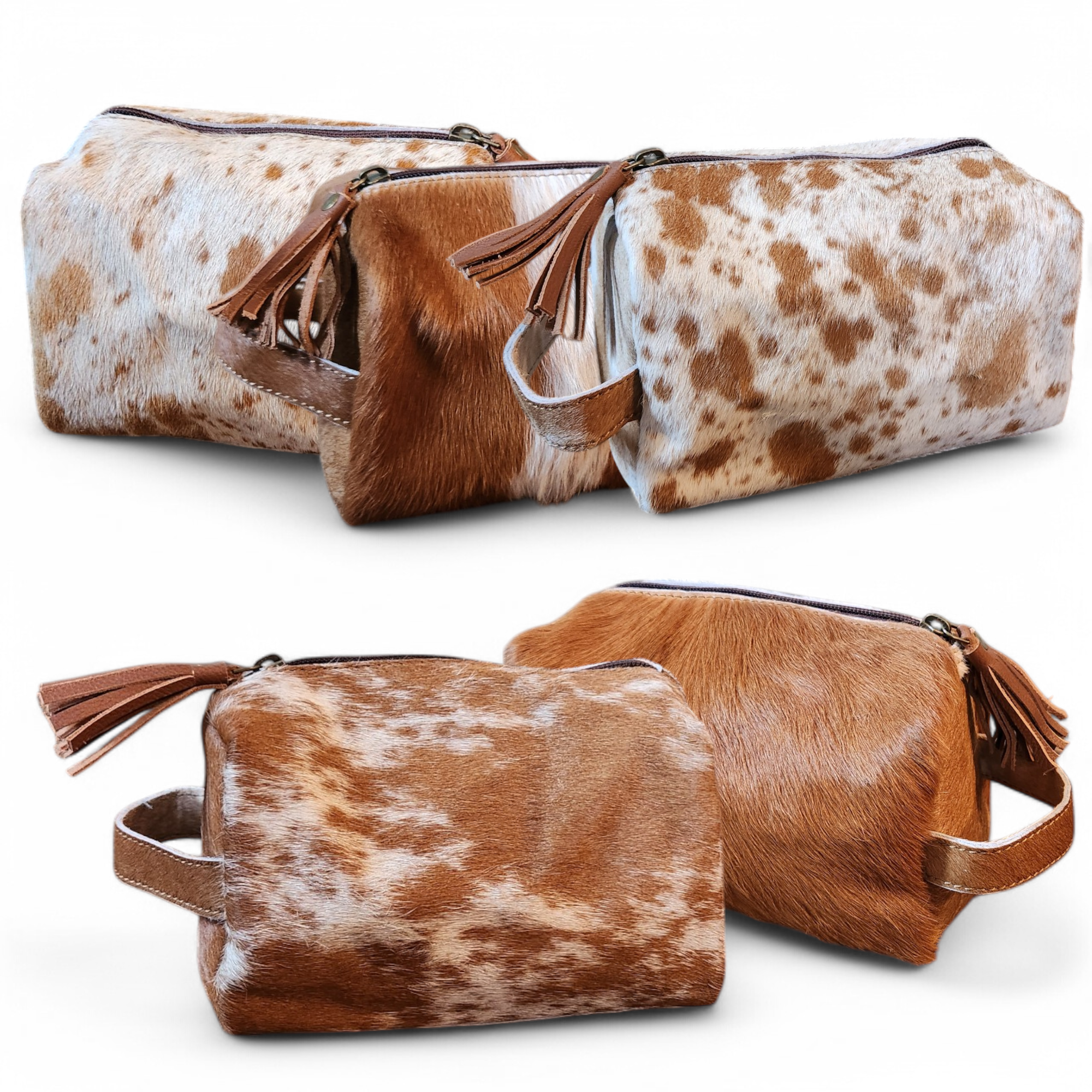 Genuine Cowhide Handcrafted Cosmetic Pouch Highlands Cowhide Makeup Bag - Ranch Junkie Mercantile LLC