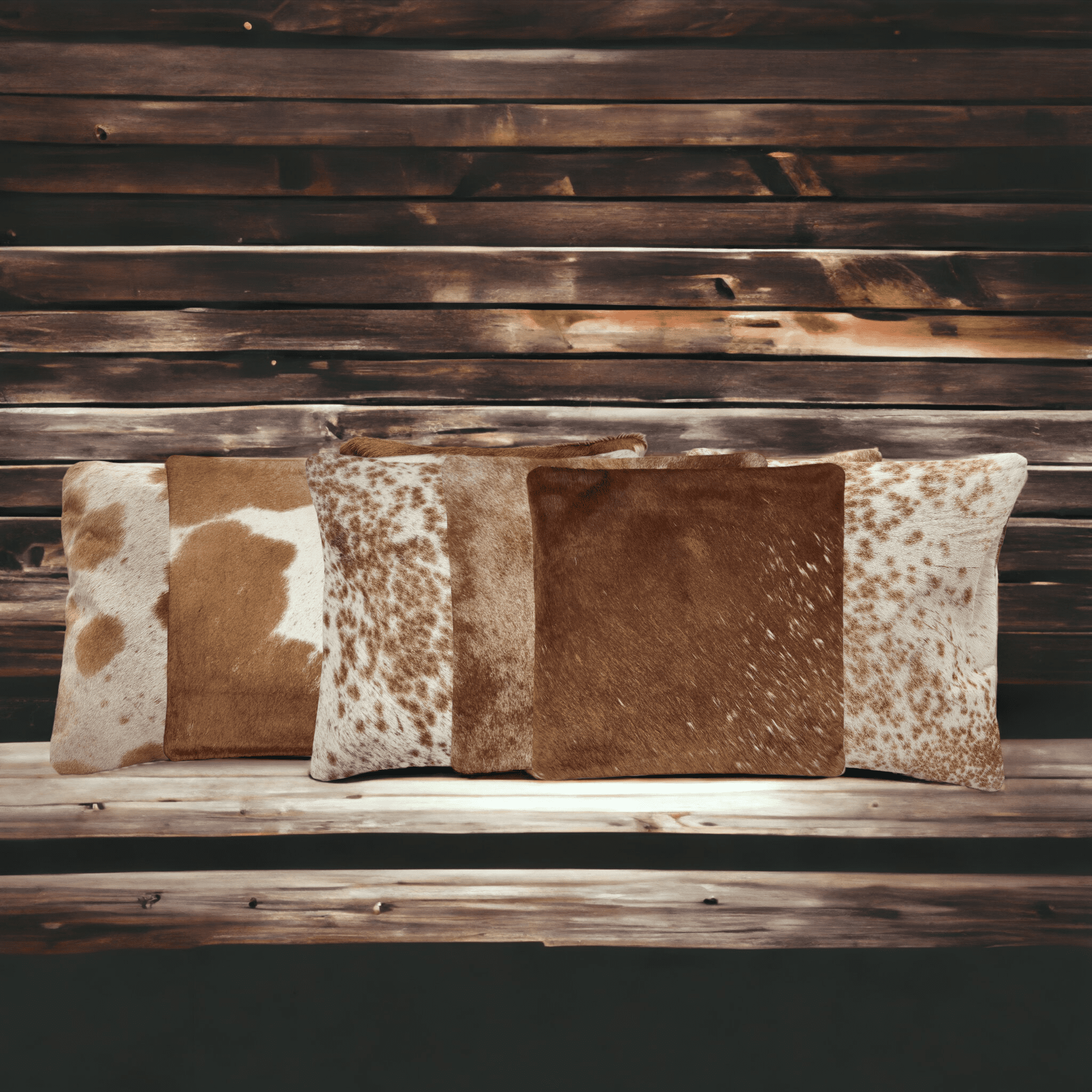 Highlands 18x18 Caramel Brown Genuine Cowhide Pillow Covers Double Sided - Ranch Junkie Mercantile LLC