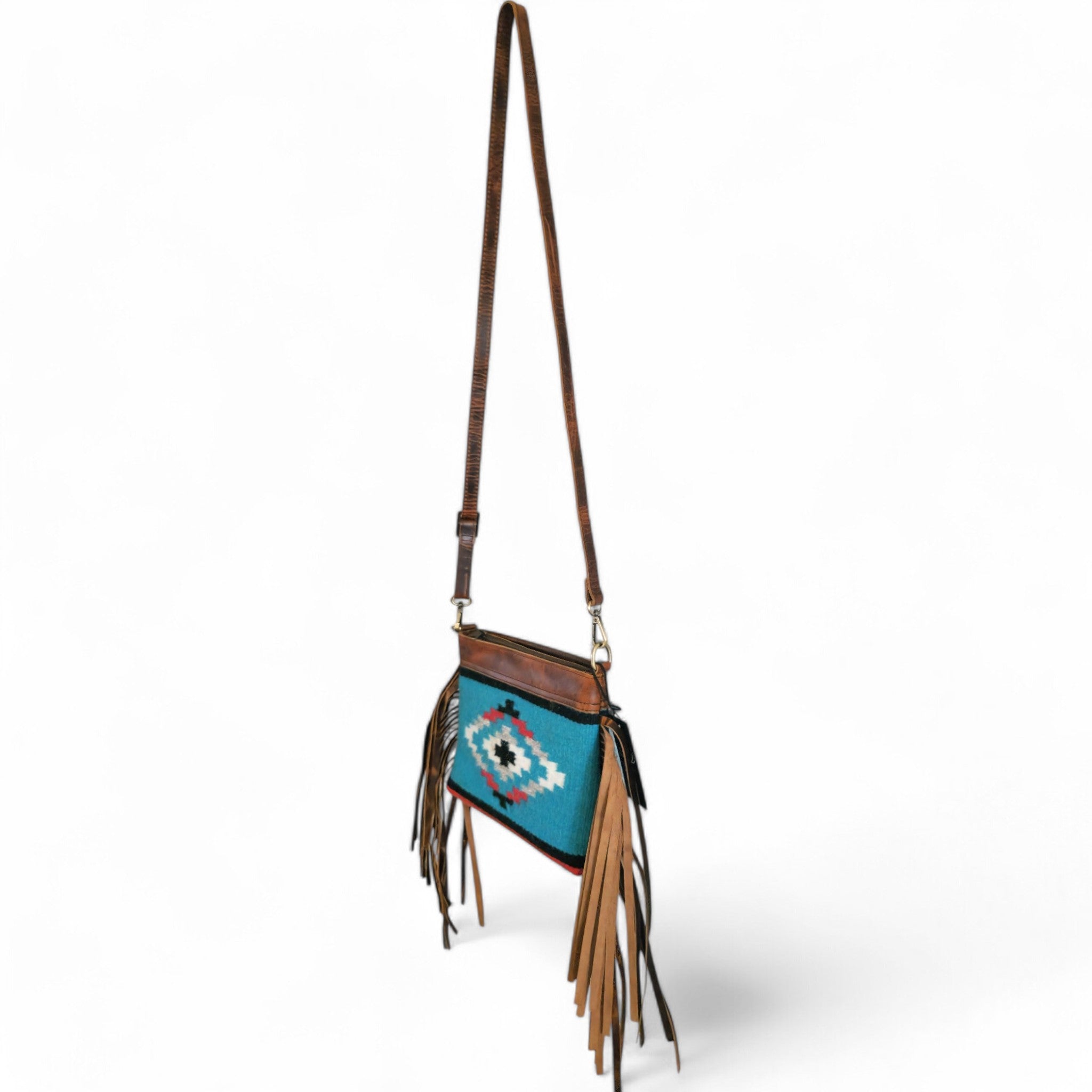 Catalina Handcrafted Saddle Blanket And Vintage Leather Crossbody Purse - Ranch Junkie Mercantile LLC