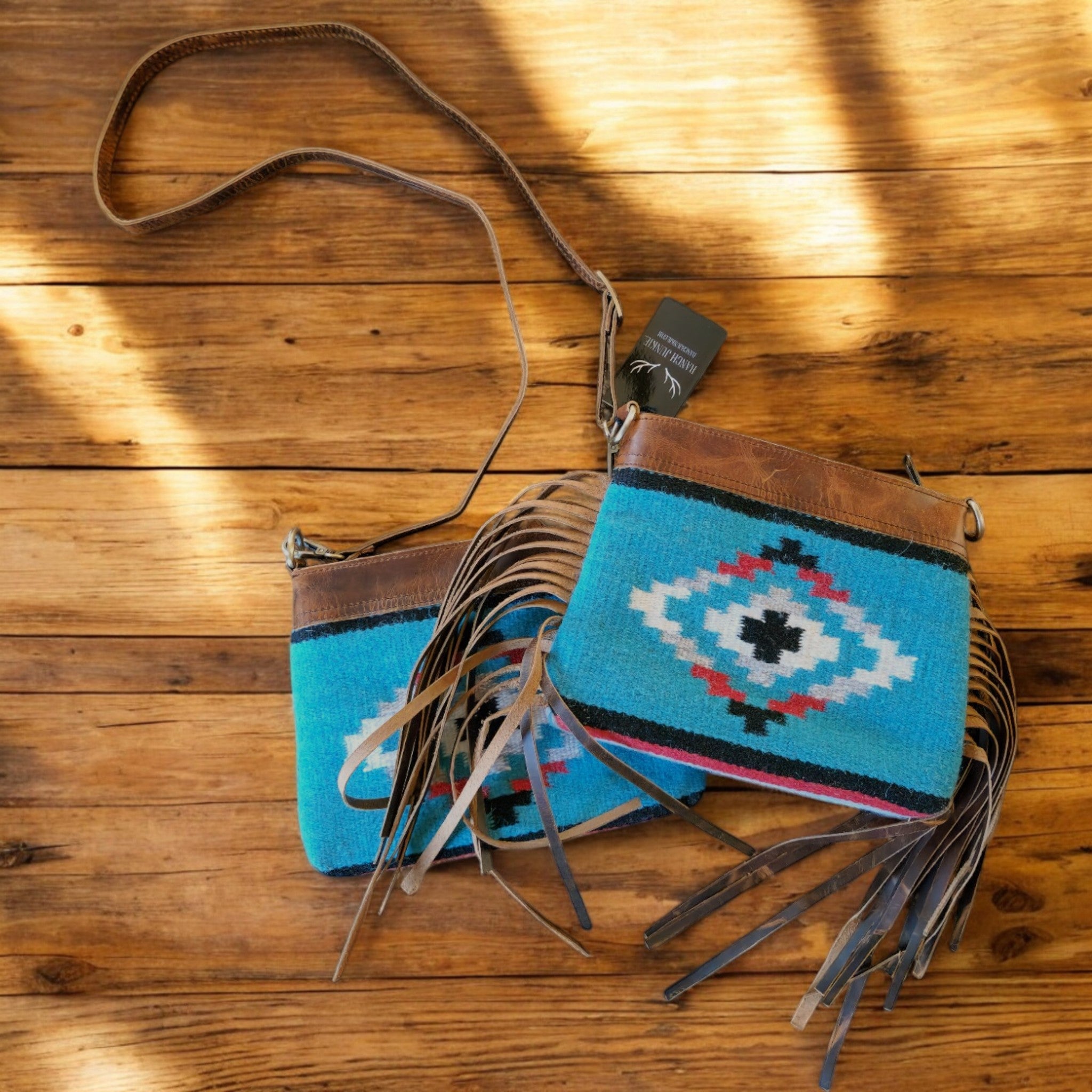 Catalina Handcrafted Saddle Blanket And Vintage Leather Crossbody Purse - Ranch Junkie Mercantile LLC