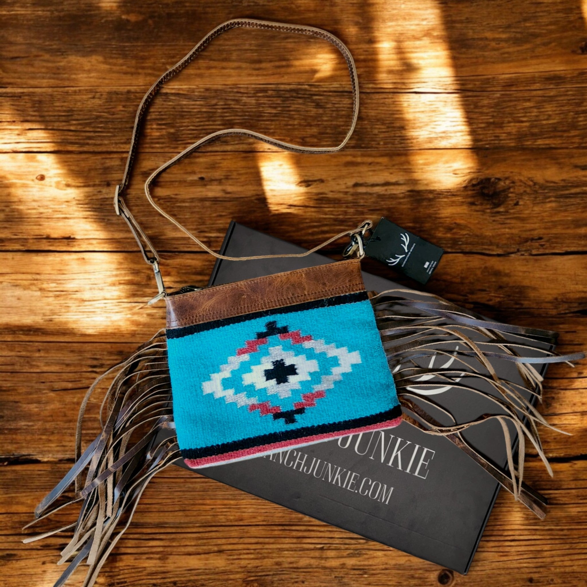Catalina Handcrafted Saddle Blanket And Vintage Leather Crossbody Purse - Ranch Junkie Mercantile LLC