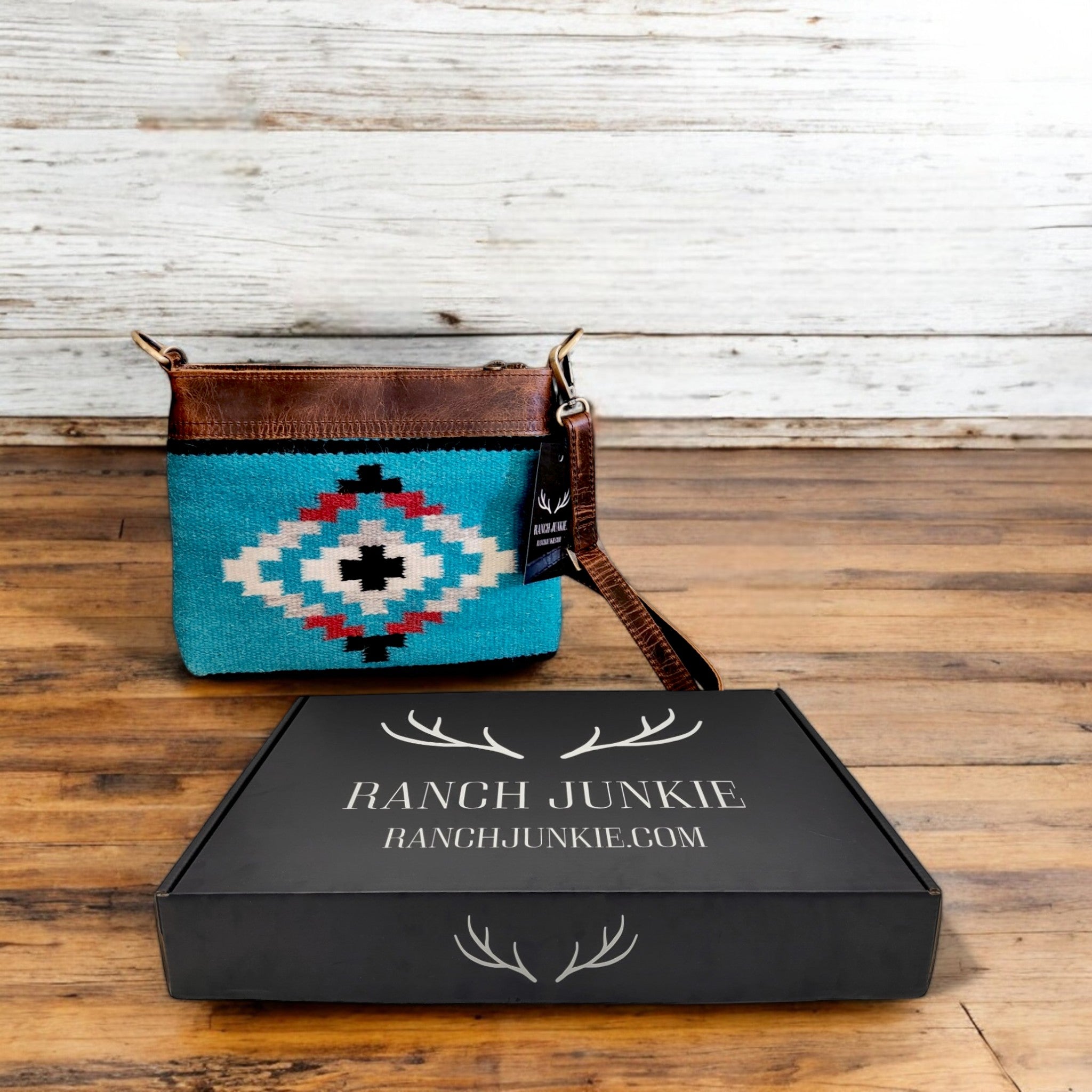 Catalina Handcrafted Saddle Blanket And Vintage Leather Crossbody Purse - Ranch Junkie Mercantile LLC