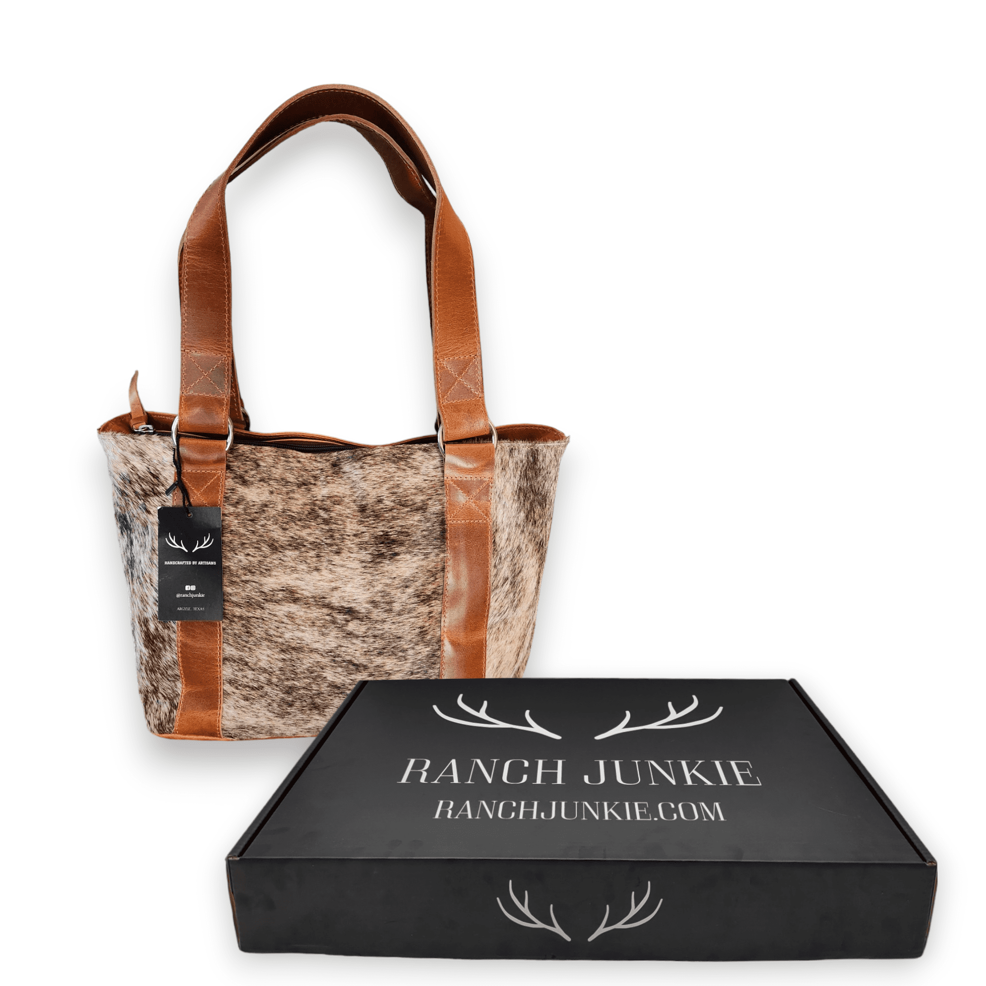 Genuine Cowhide Tote Handbag Highlands Brown Purse - Ranch Junkie Mercantile LLC