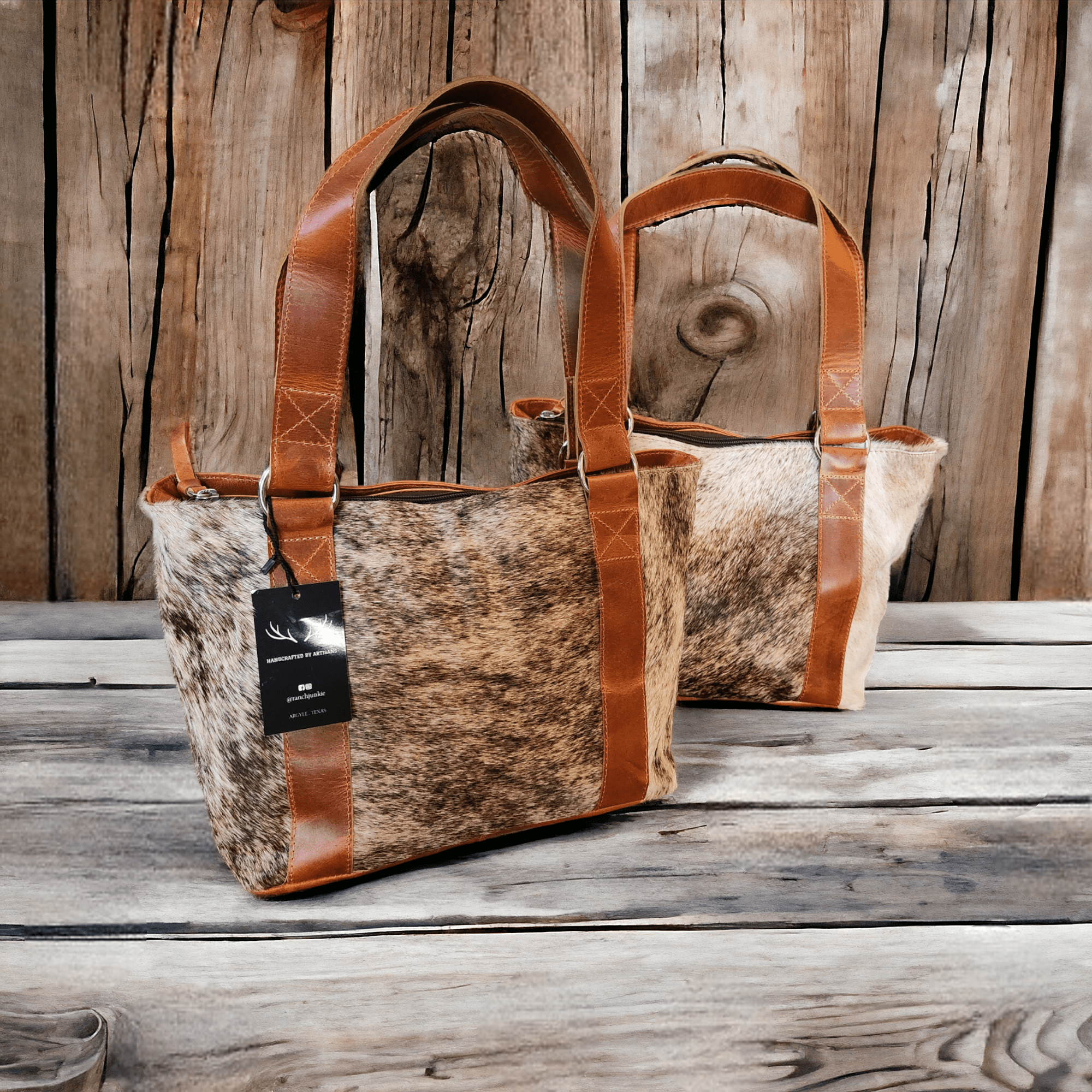 Genuine Cowhide Tote Handbag Highlands Brown Purse - Ranch Junkie Mercantile LLC