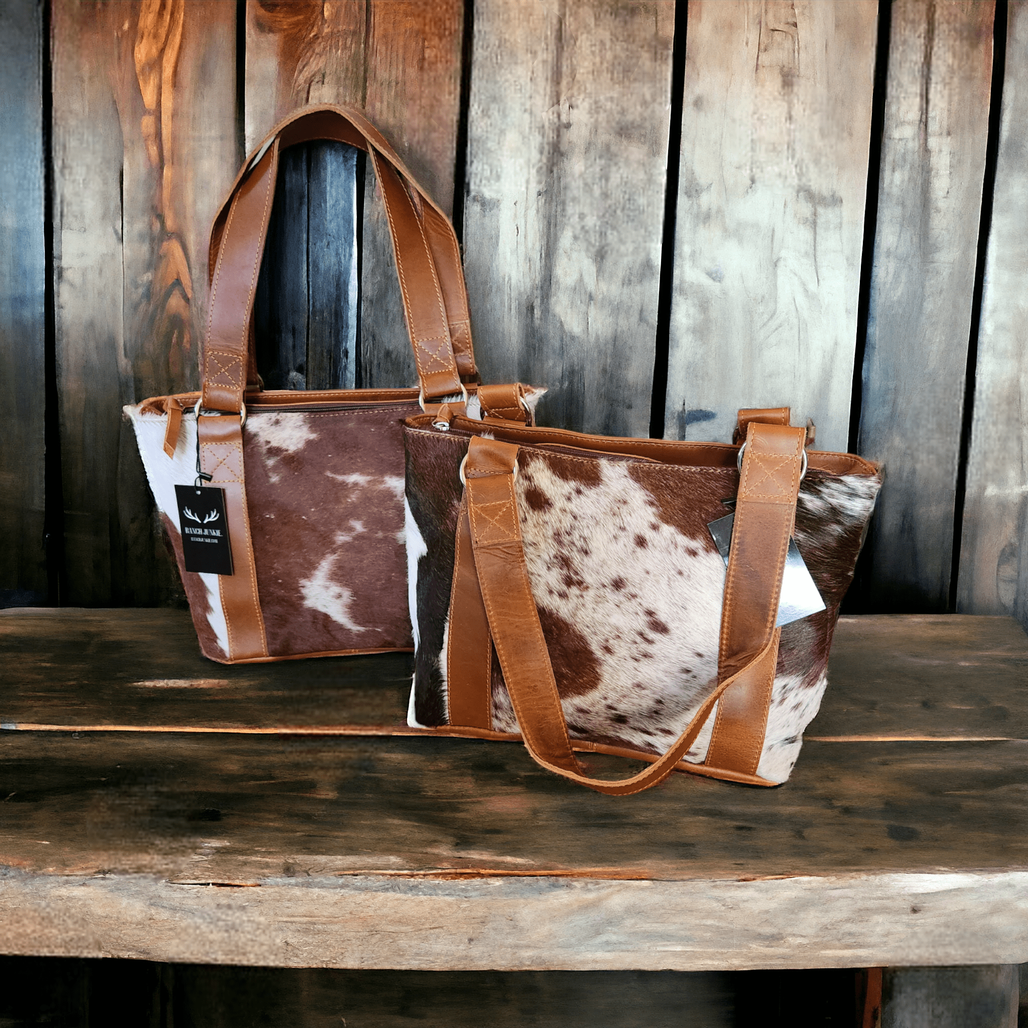 Genuine Cowhide Tote Handbag Highlands Brown Purse - Ranch Junkie Mercantile LLC