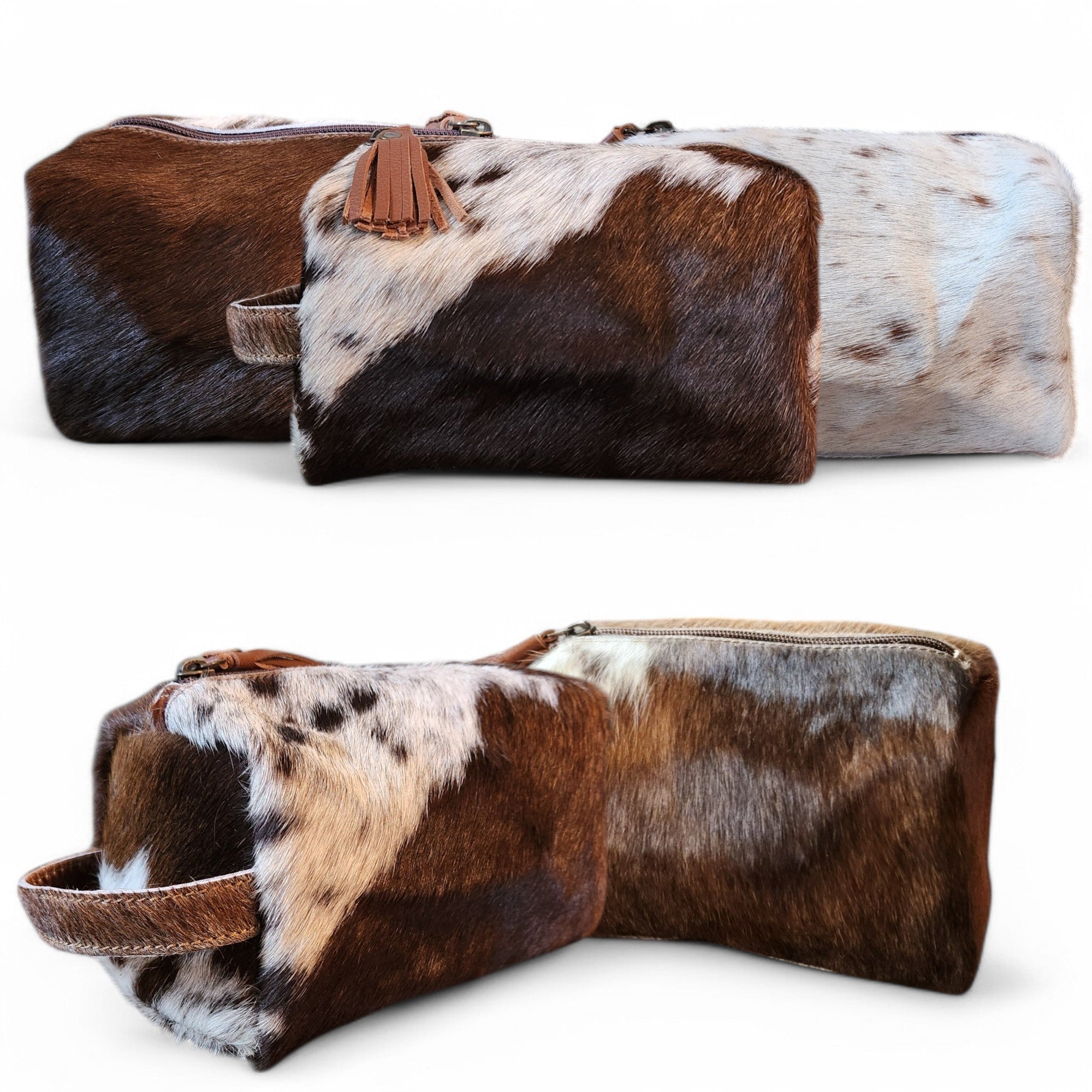 Genuine Cowhide Handcrafted Cosmetic Pouch Highlands Cowhide Makeup Bag - Ranch Junkie Mercantile LLC