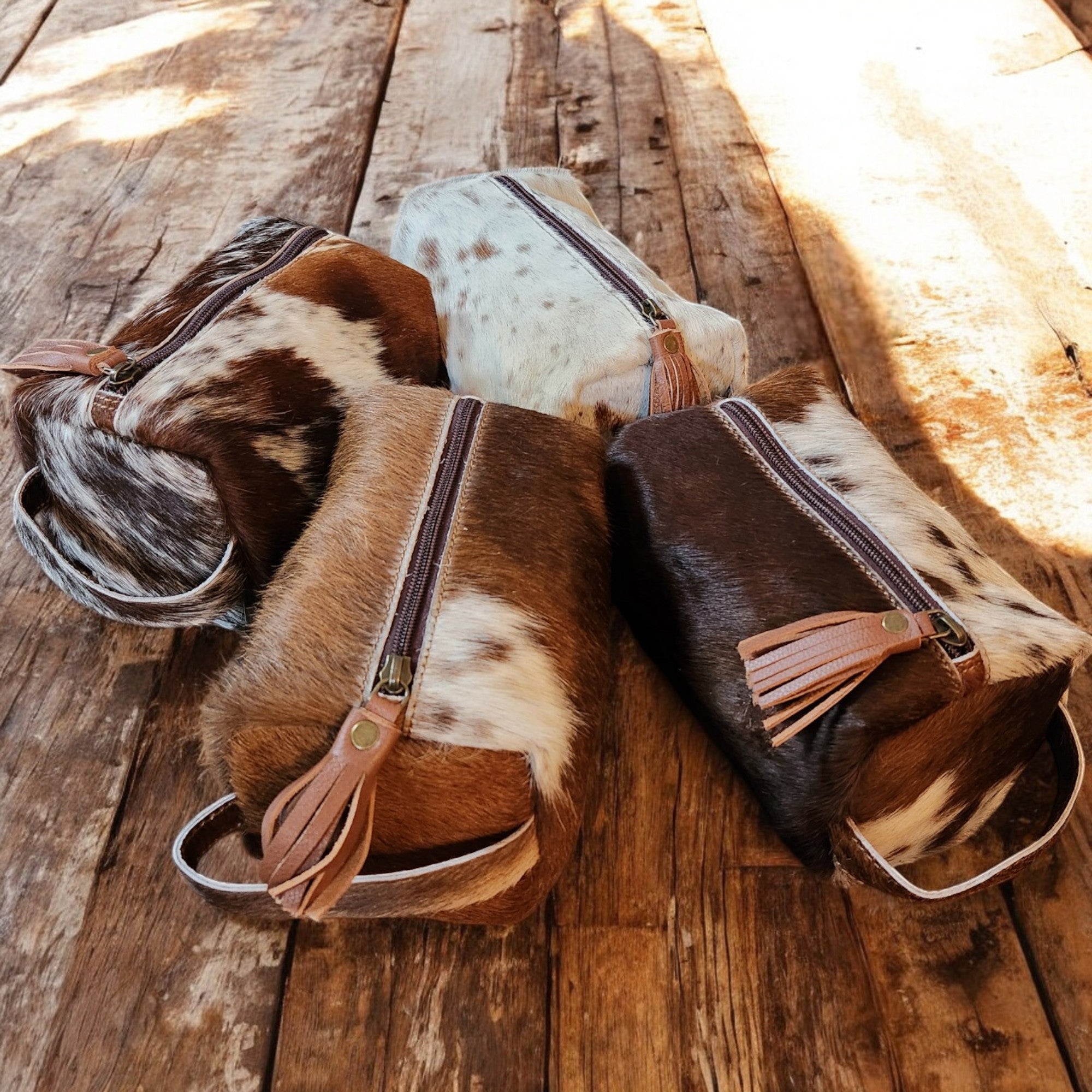Genuine Cowhide Handcrafted Cosmetic Pouch Highlands Cowhide Makeup Bag - Ranch Junkie Mercantile LLC