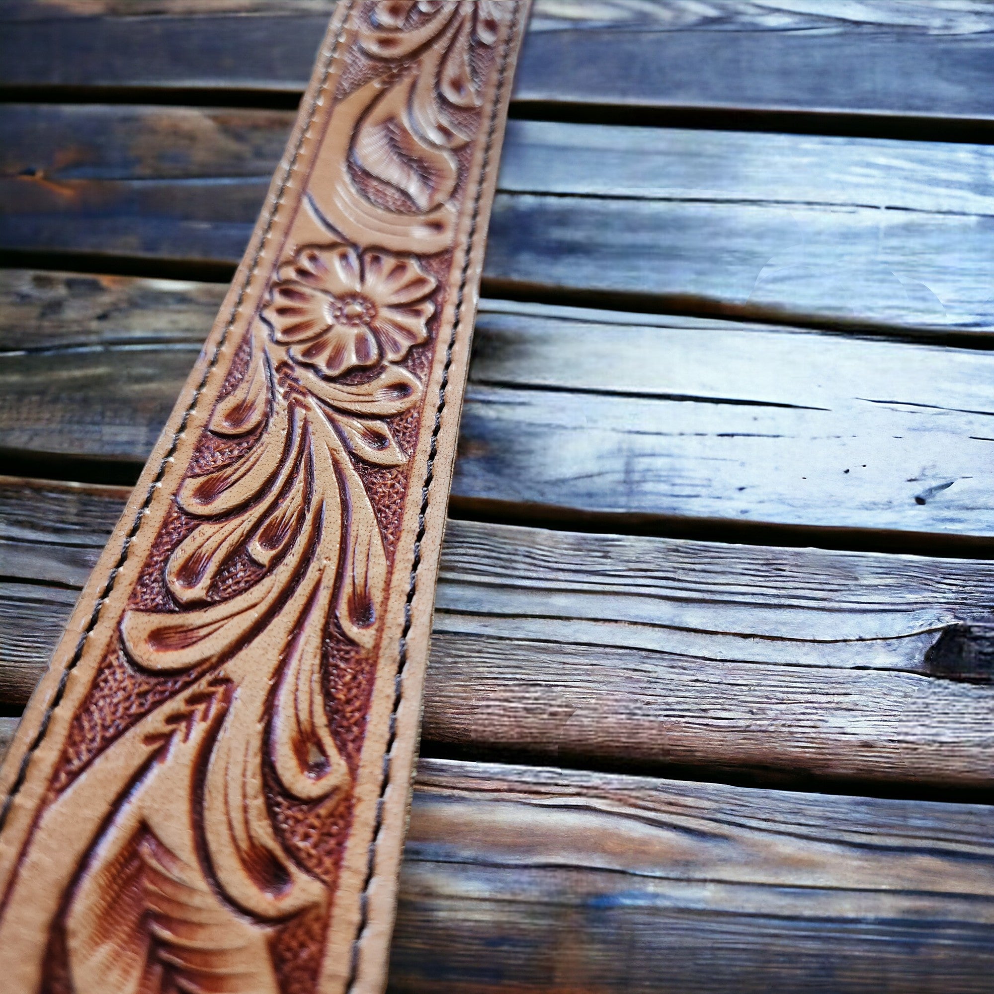 Daisy 40" Hand Tooled Western Purse Strap