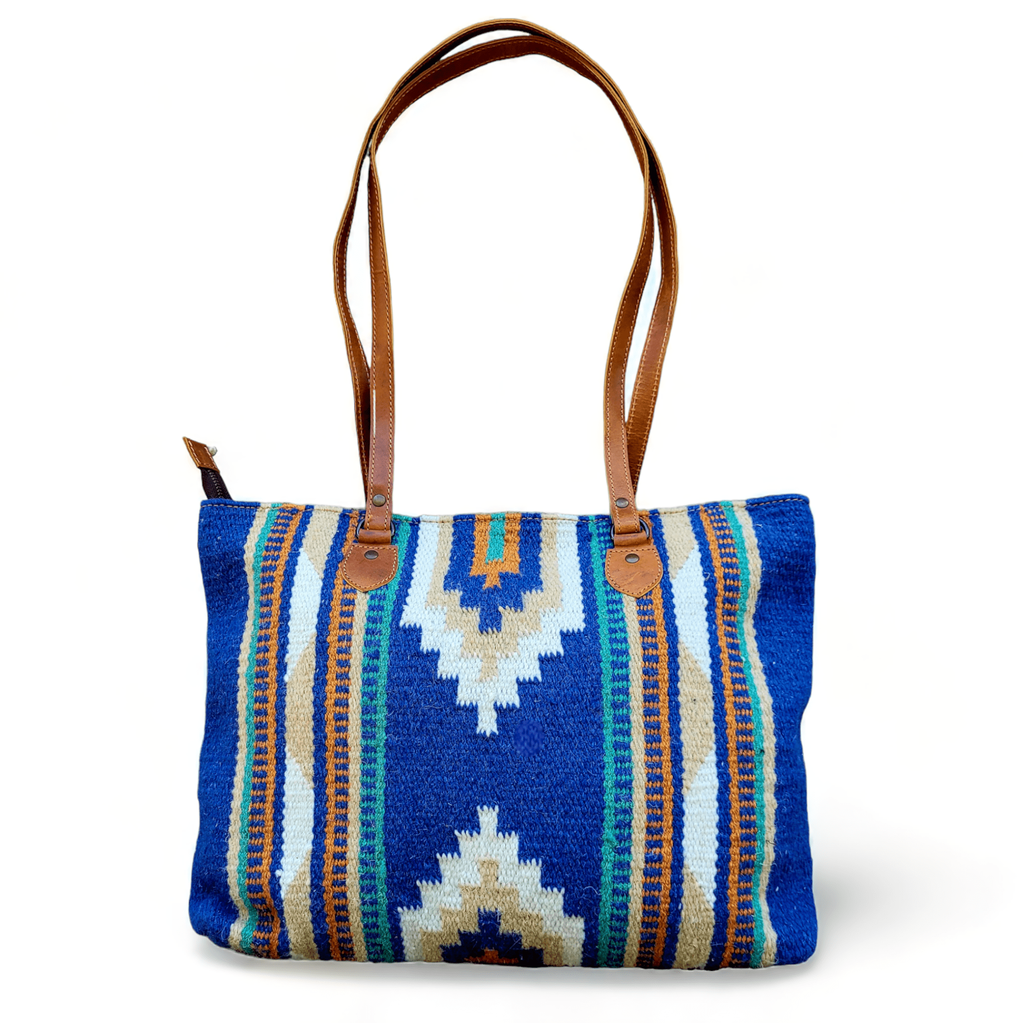 Southwestern Large Handwoven Wool Boho Tote Dakota Saddle Blanket Bag - Ranch Junkie Mercantile LLC