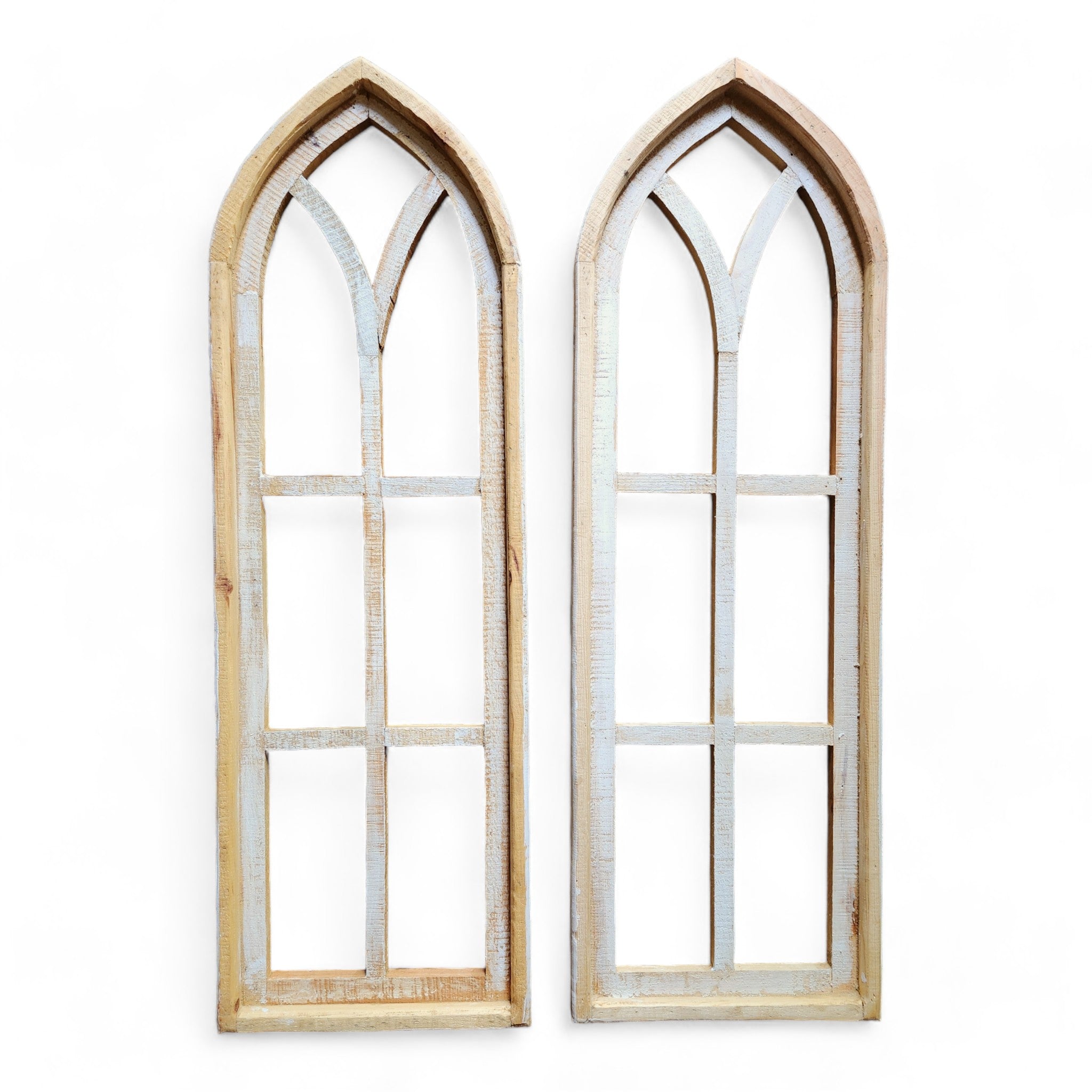 37" X 12" Farmhouse Wooden Wall Window Arches -Rustic Cathedral Wood Window- Dandelion - Ranch Junkie Mercantile LLC
