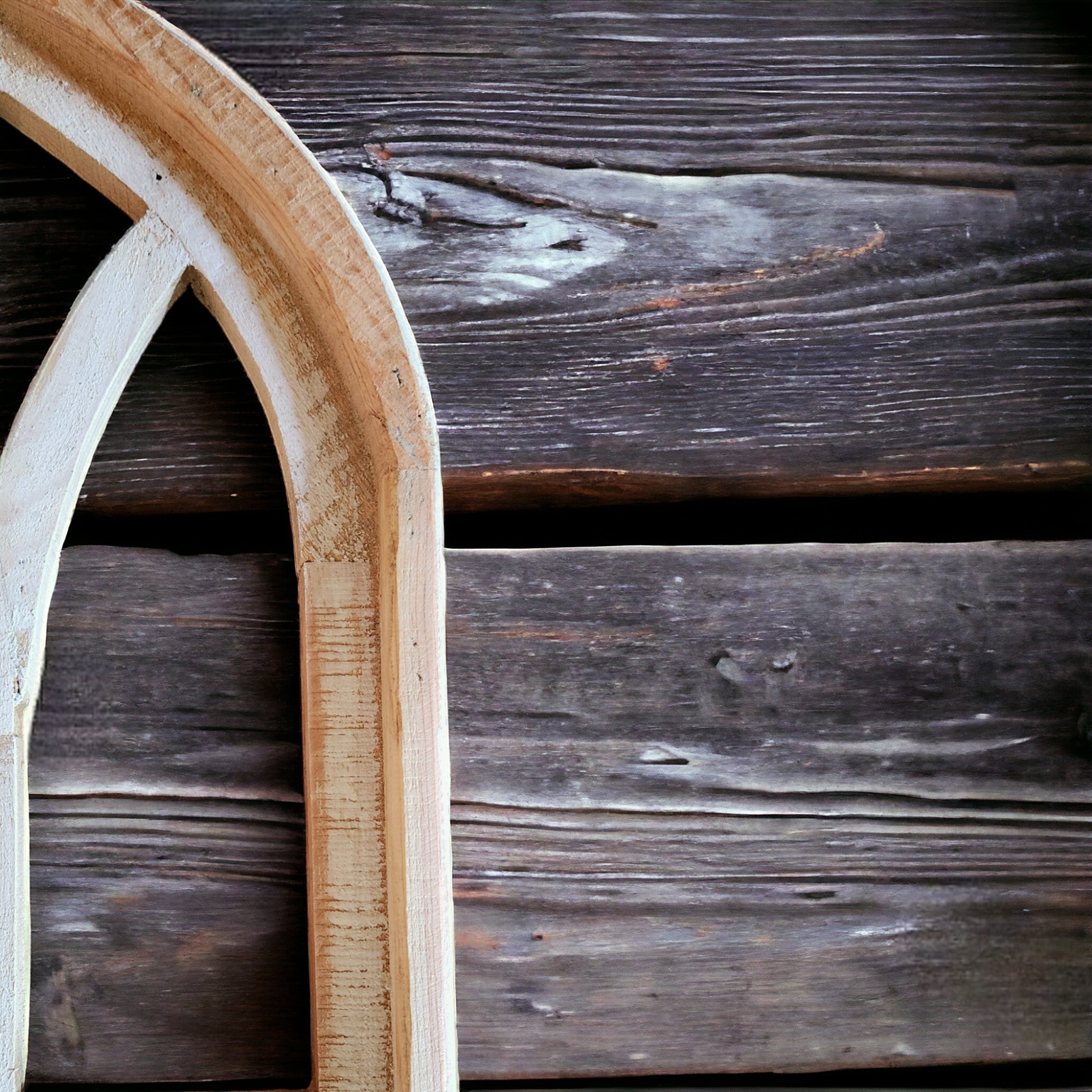 37" X 12" Farmhouse Wooden Wall Window Arches -Rustic Cathedral Wood Window- Dandelion - Ranch Junkie Mercantile LLC