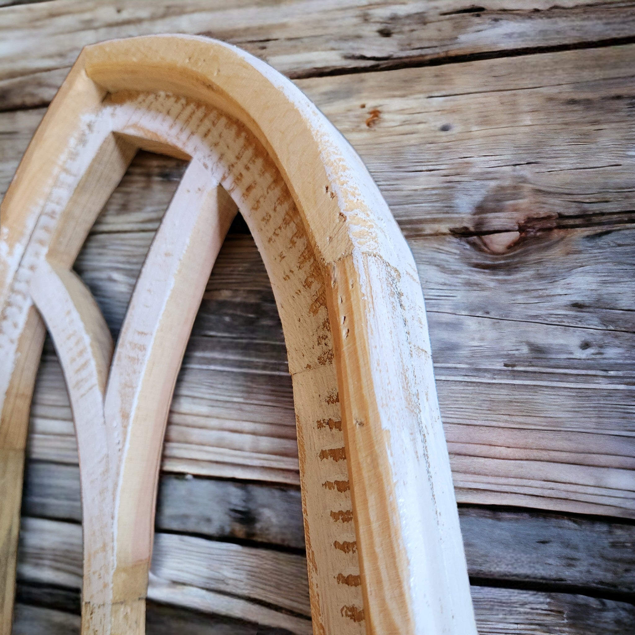 37" X 12" Farmhouse Wooden Wall Window Arches -Rustic Cathedral Wood Window- Dandelion - Ranch Junkie Mercantile LLC