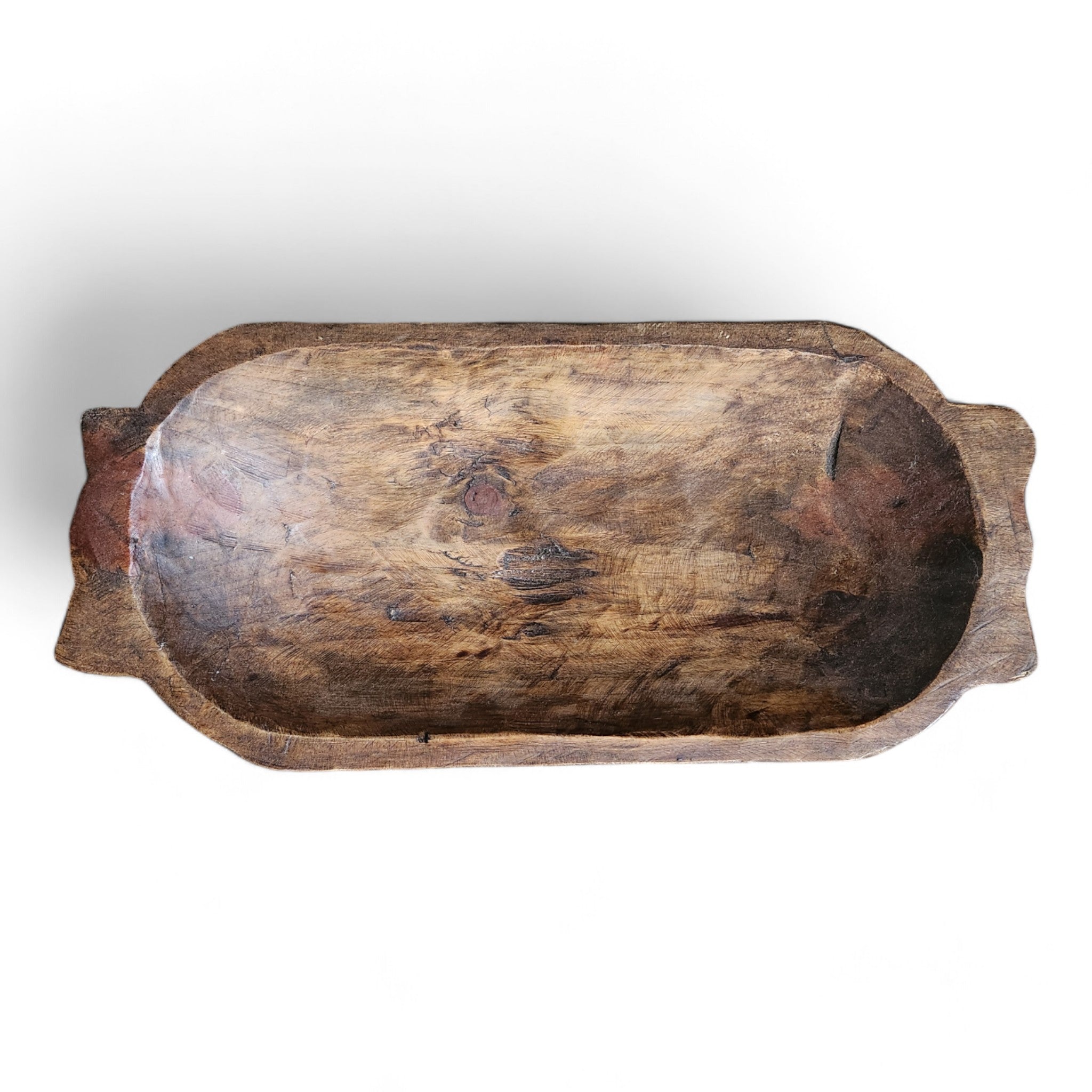 Farmhouse Rustic Dough Bowl With Handles- The Big Horn - Ranch Junkie Mercantile LLC