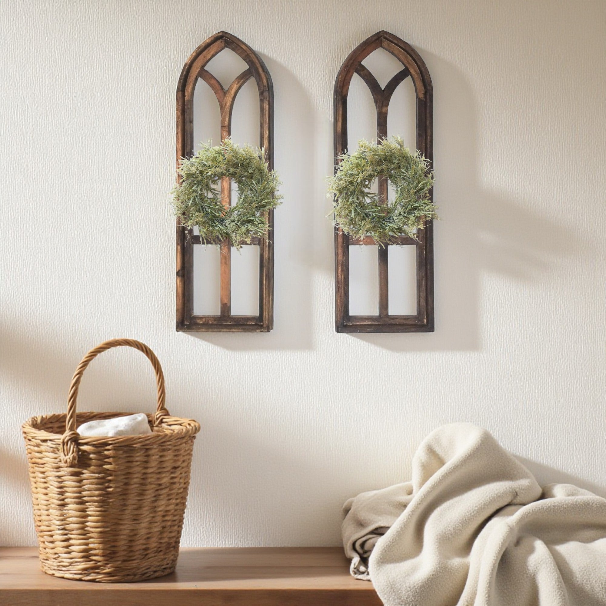37" X 12" Farmhouse Rustic Wooden Wall Window Arches Rustic Brown Dandelion - Ranch Junkie Mercantile LLC