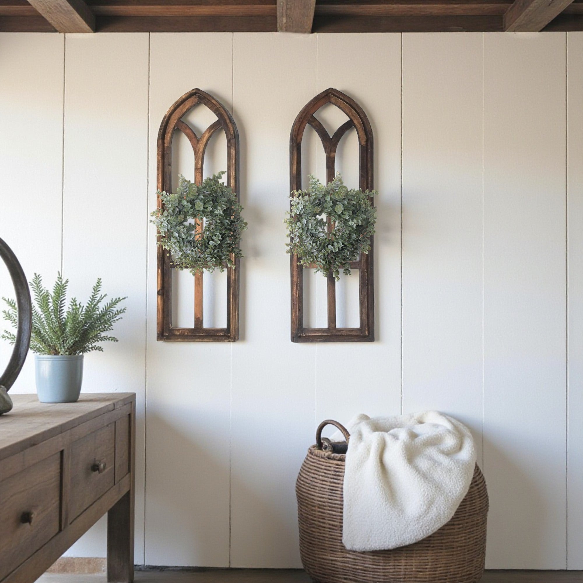 37" X 12" Farmhouse Rustic Wooden Wall Window Arches Rustic Brown Dandelion - Ranch Junkie Mercantile LLC