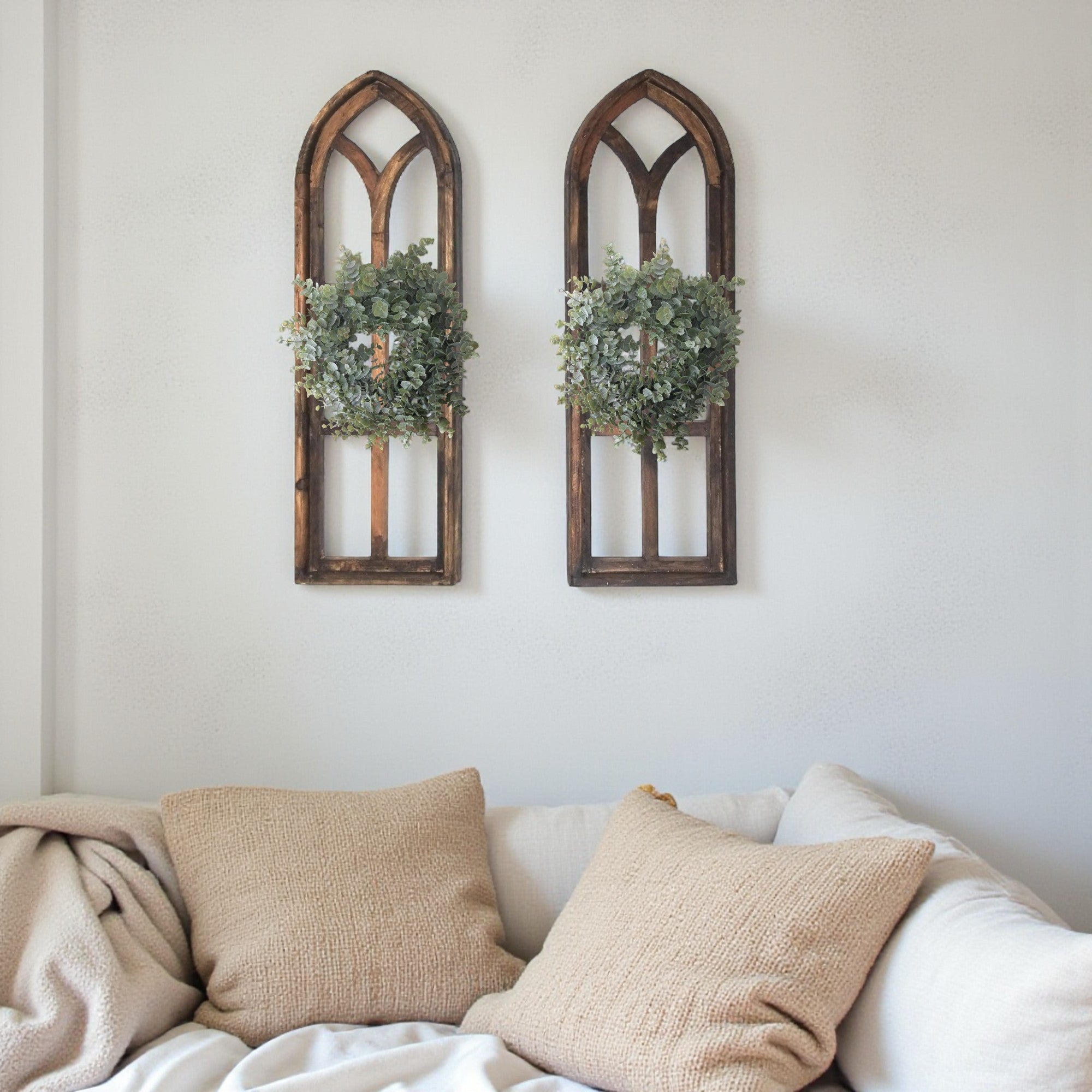 37" X 12" Farmhouse Rustic Wooden Wall Window Arches Rustic Brown Dandelion - Ranch Junkie Mercantile LLC