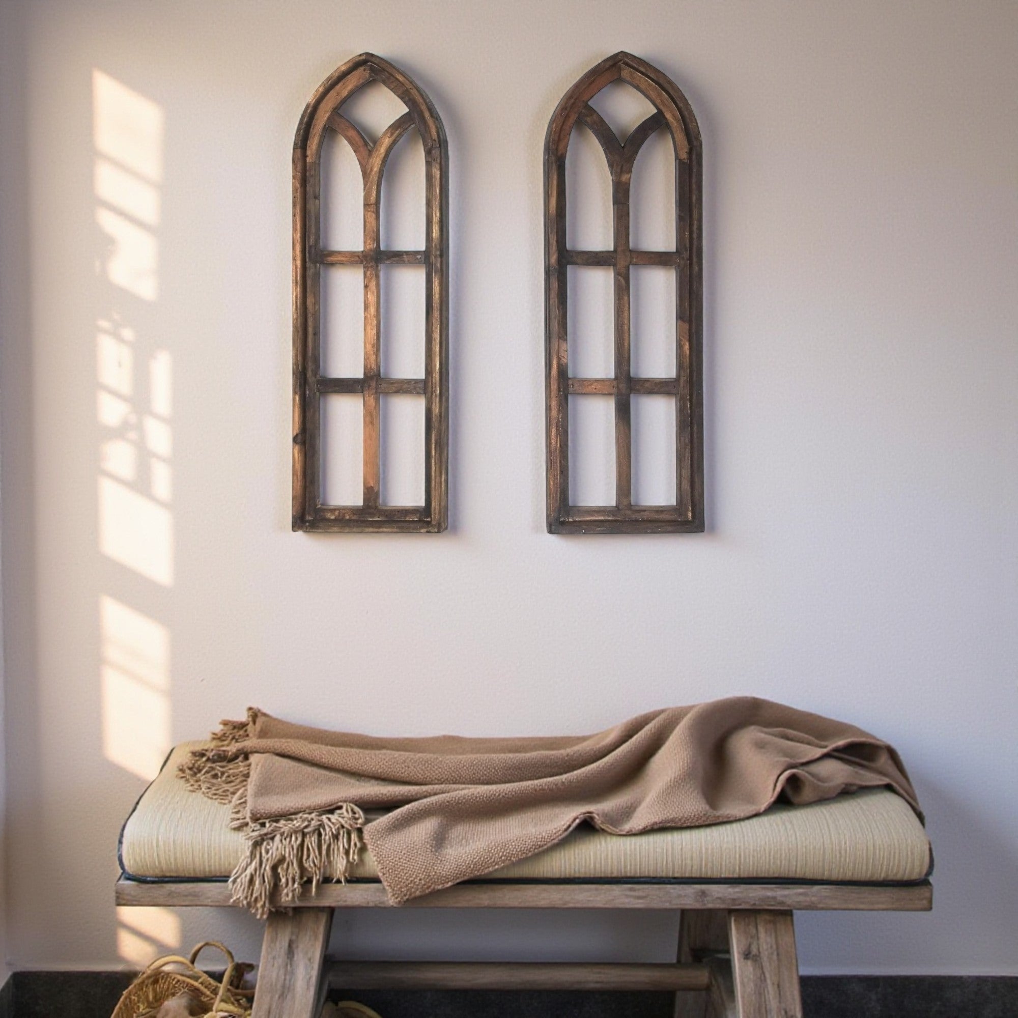 37" X 12" Farmhouse Rustic Wooden Wall Window Arches Rustic Brown Dandelion - Ranch Junkie Mercantile LLC