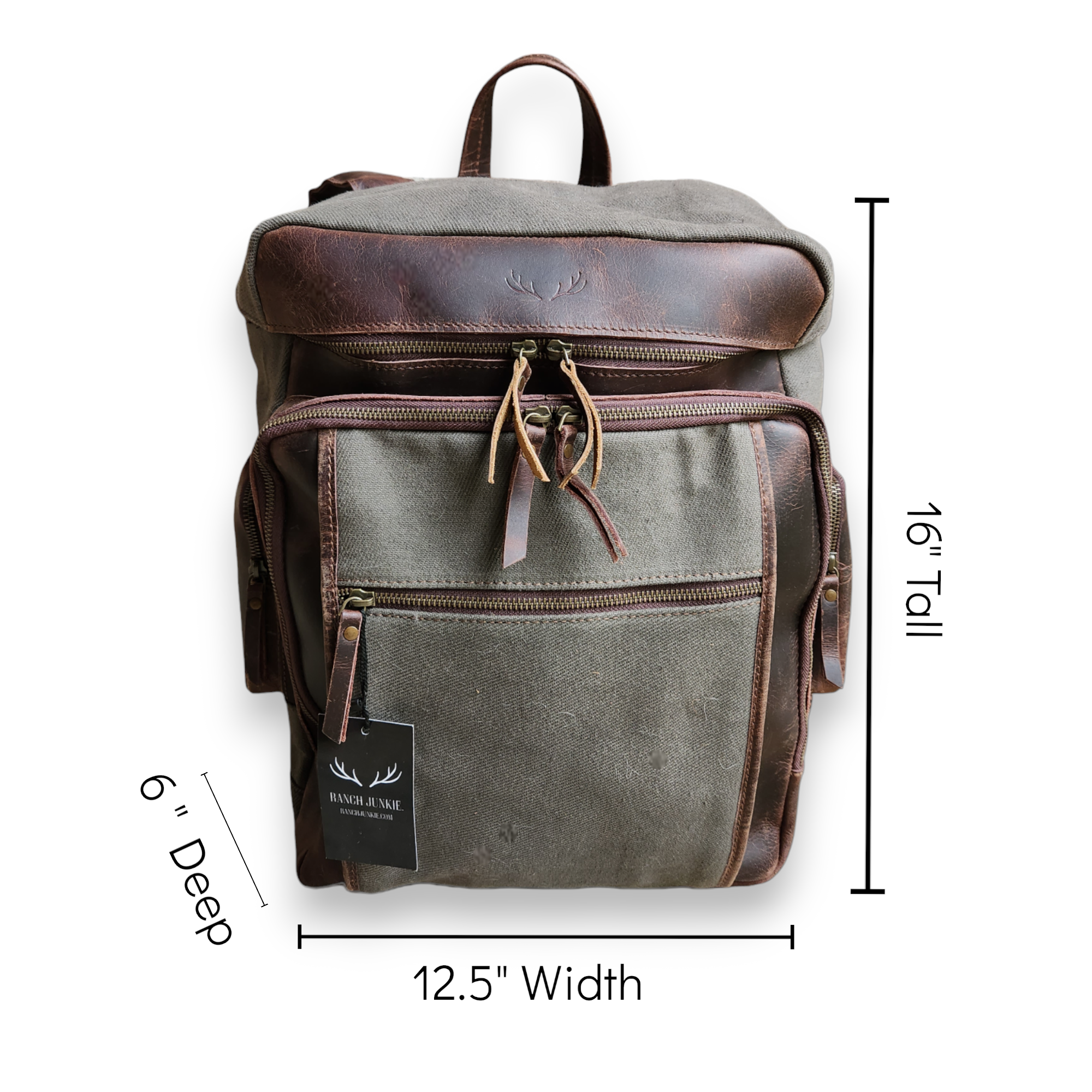 Bundle Deal Canvas/Leather Drifter Backpack + Toiletry Bag Army Green - Ranch Junkie Mercantile LLC