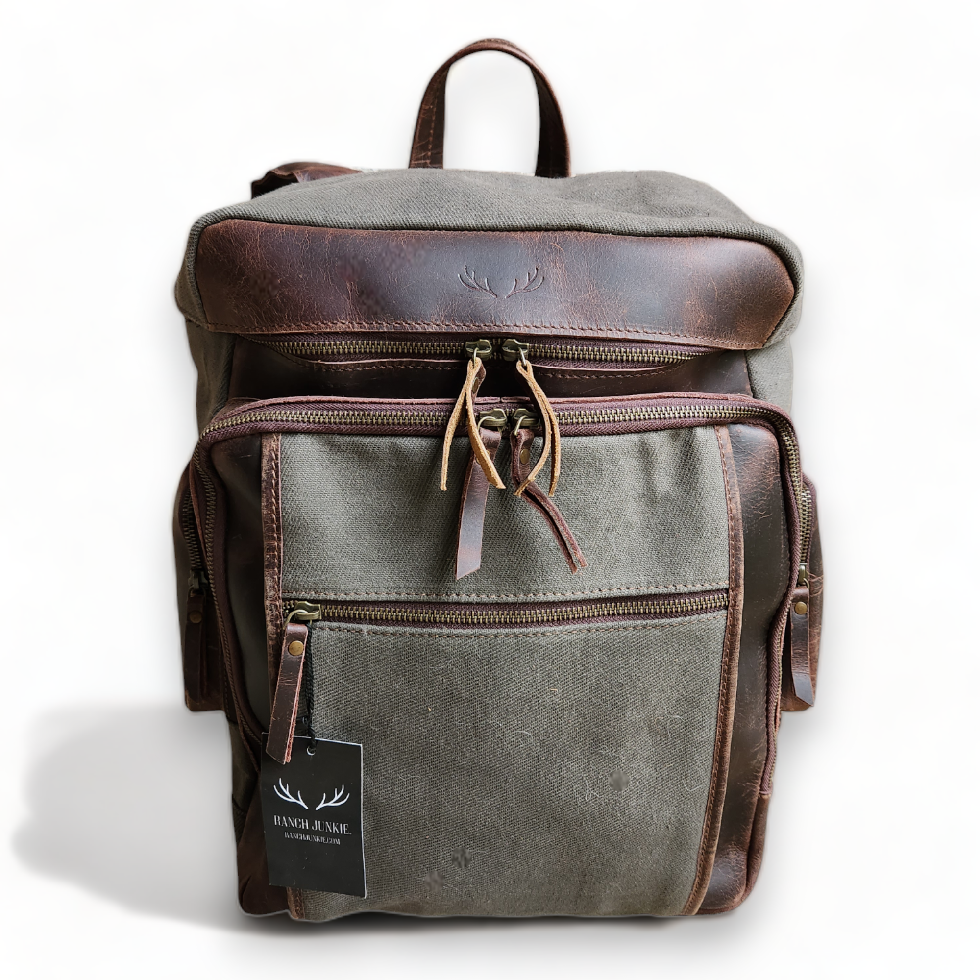 Bundle Deal Canvas/Leather Drifter Weekender Duffel Bag Army Green + Drifter Backpack - Ranch Junkie Mercantile LLC