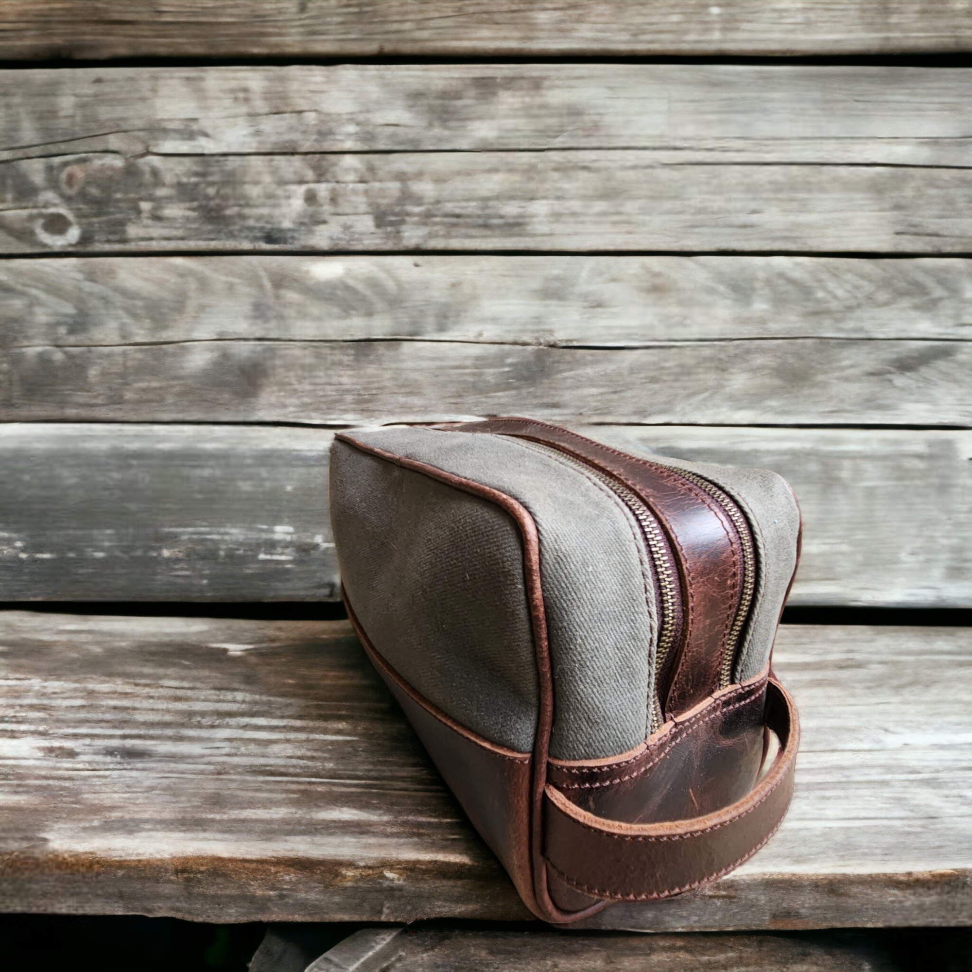 Bundle Deal Army Green Drifter Canvas And Leather Weekender Duffel Bag + Toiletry Bag - Ranch Junkie Mercantile LLC