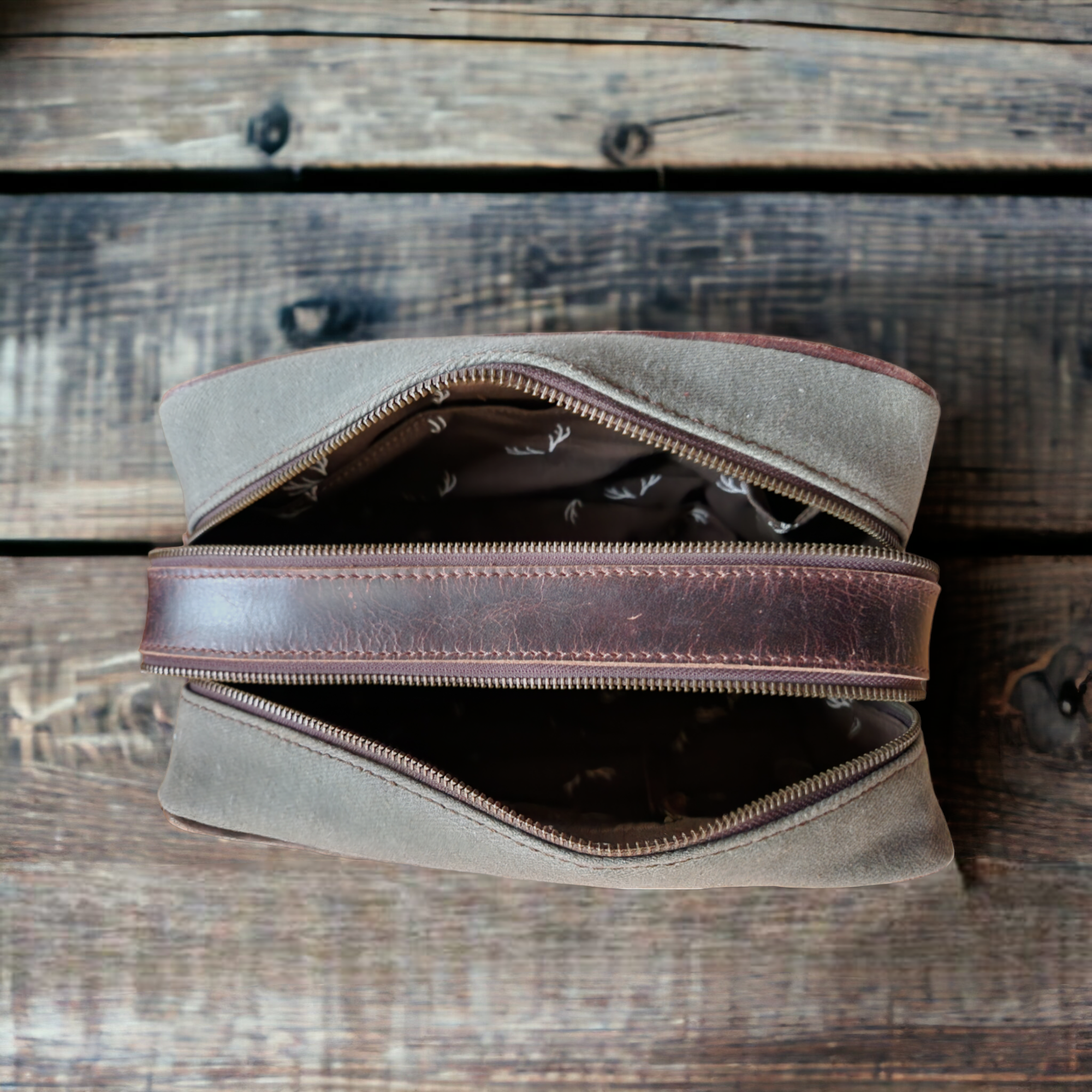 Bundle Deal Army Green Drifter Canvas And Leather Weekender Duffel Bag + Toiletry Bag - Ranch Junkie Mercantile LLC